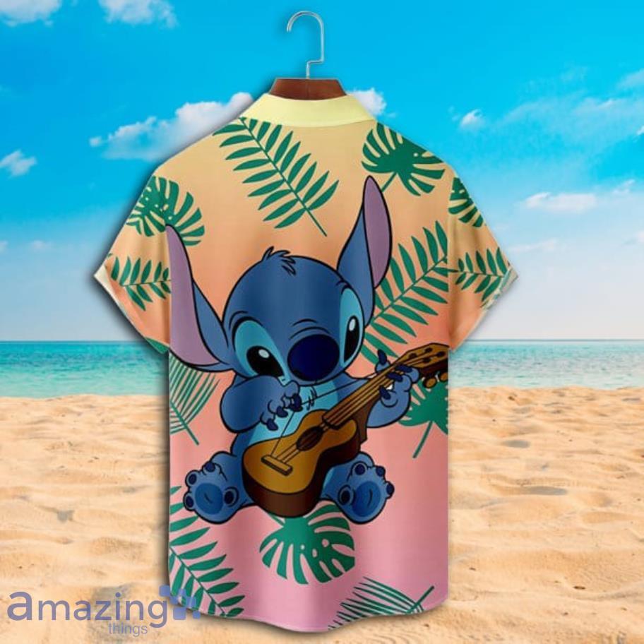Disney Aloha Stitch And Guitar Short Sleeve Hawaiian Shirt Product Photo 1