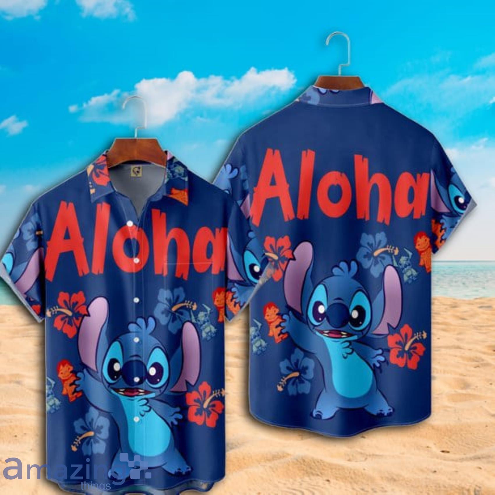 Disney Aloha Stitch Ohana Aloha Tropical Short Sleeve Hawaiian Shirt image Disney Aloha Stitch Ohana Aloha Tropical Short Sleeve Hawaiian Shirt Product Photo 2