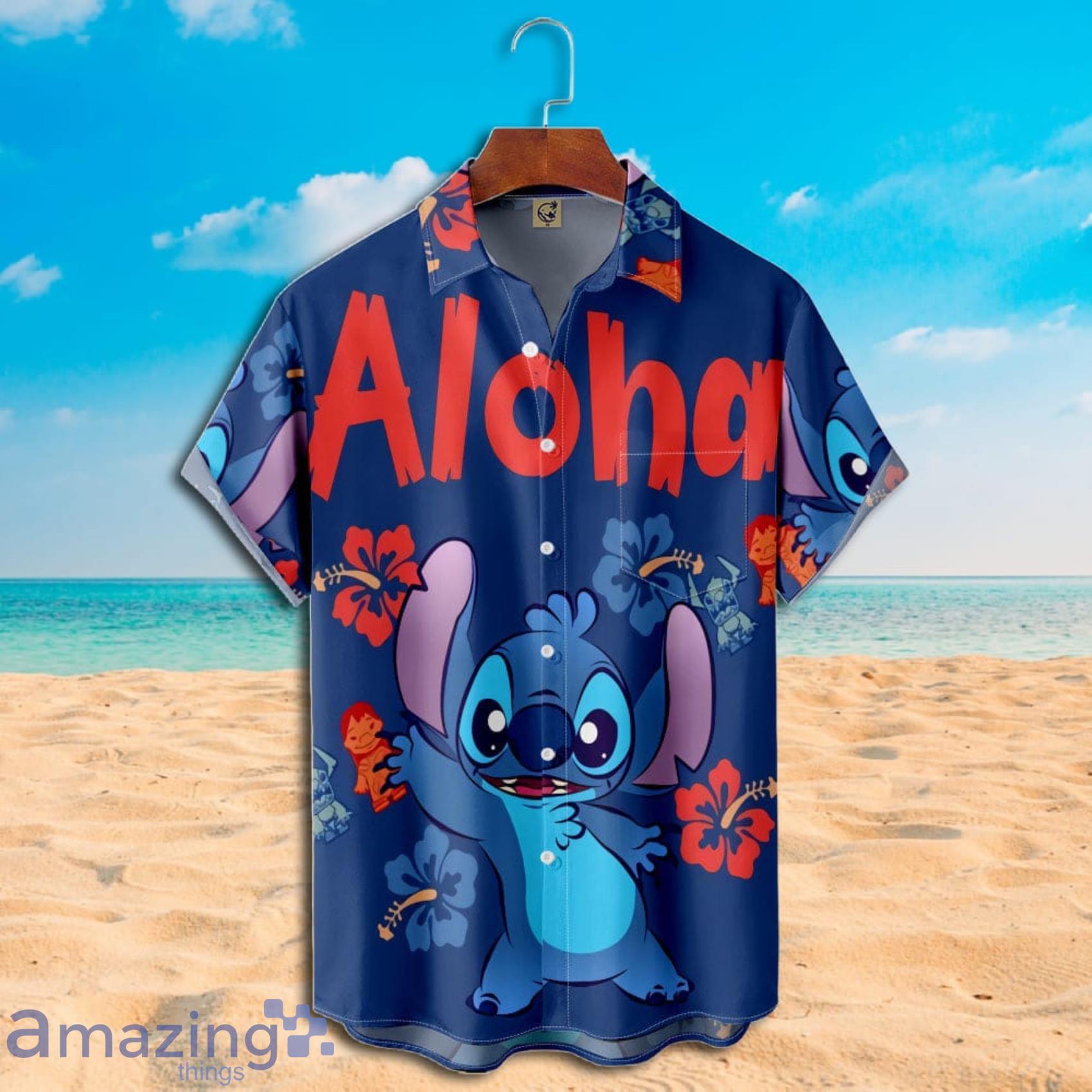 Disney Aloha Stitch Ohana Aloha Tropical Short Sleeve Hawaiian Shirt image Disney Aloha Stitch Ohana Aloha Tropical Short Sleeve Hawaiian Shirt Product Photo 3
