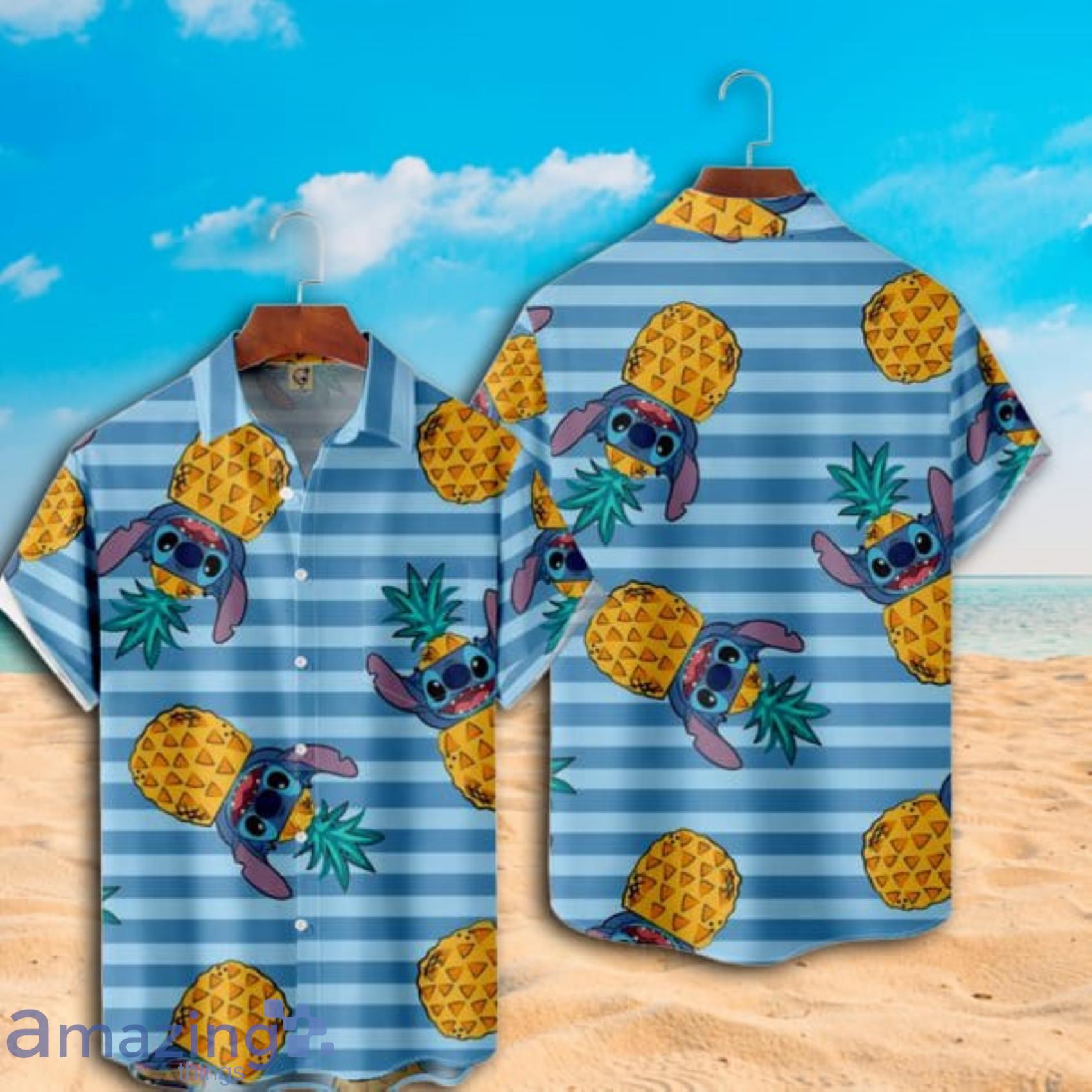 Disney Aloha Stitch Ohana Cute Stitch Pineapple Short Sleeve Hawaiian Shirt image Disney Aloha Stitch Ohana Cute Stitch Pineapple Short Sleeve Hawaiian Shirt Product Photo 2