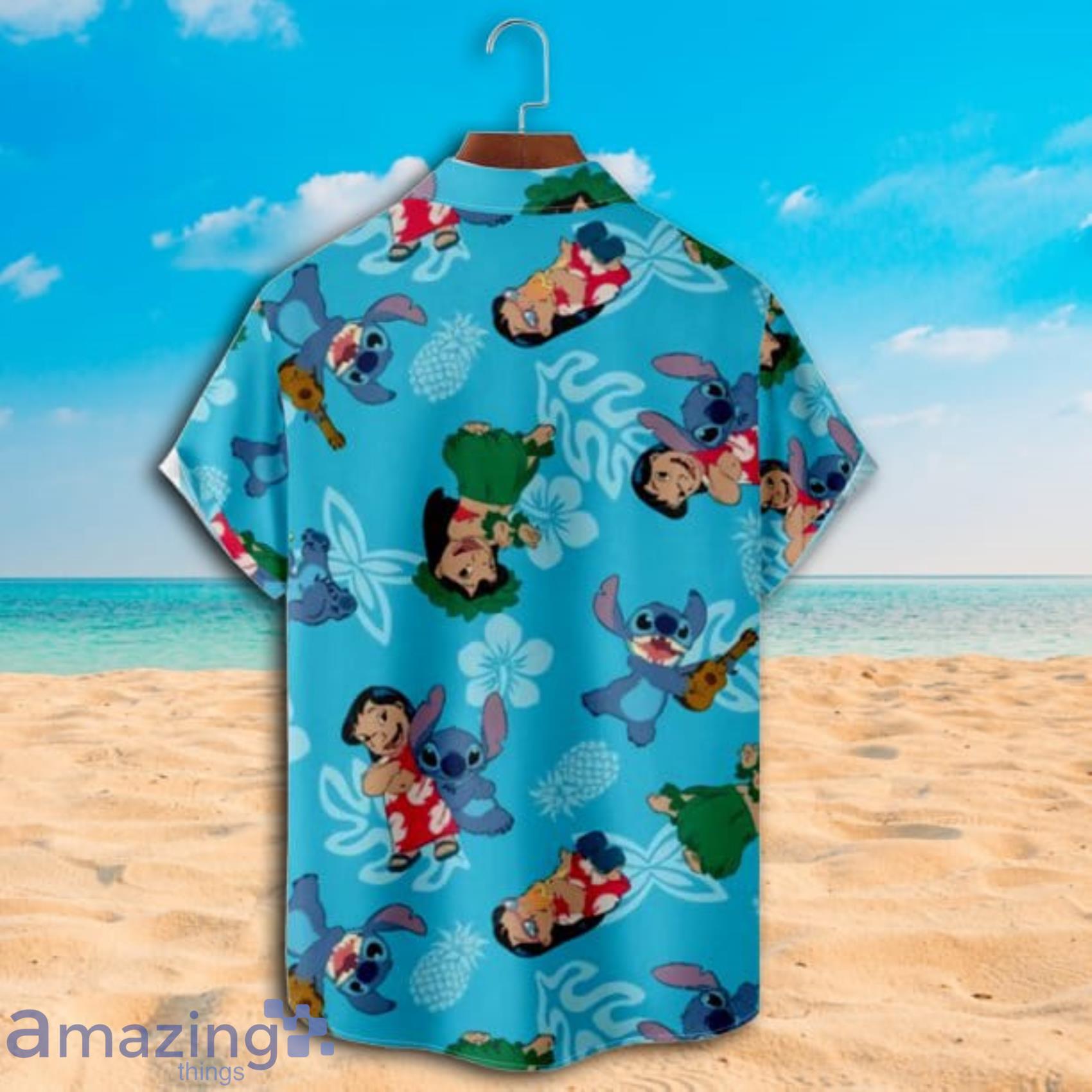 Disney Stitch Blue Short Sleeve Hawaiian Shirt For Summer Day Product Photo 1