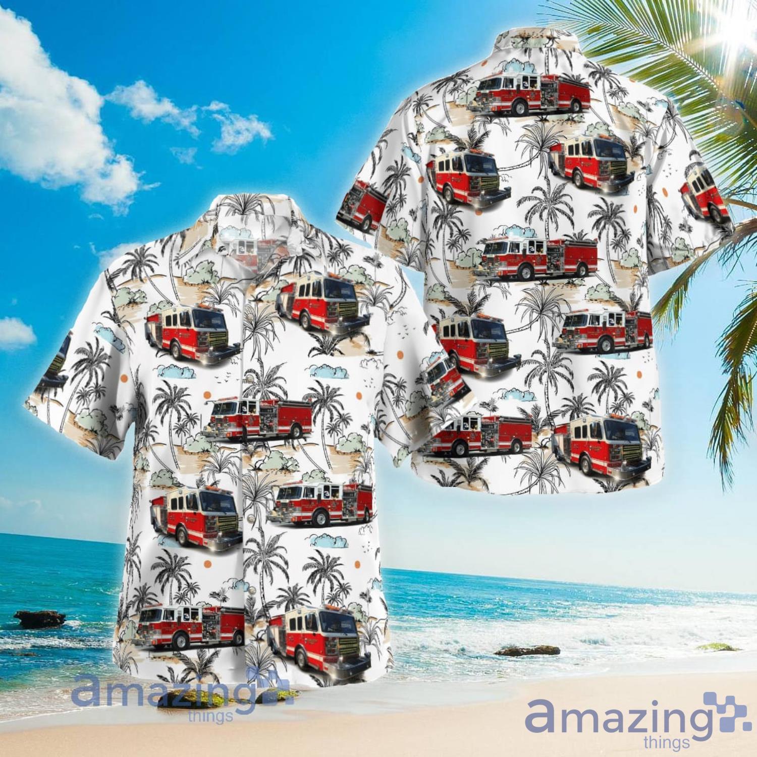 Durham Highway Fire Department Raleigh North Carolina Aloha Summer Vacation Gift Hawaiian Shirt Product Photo 1