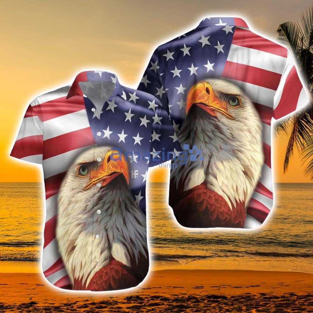 Eagle American Flag Hawaiian Shirt USA Flag Aloha Shirt Product Photo 1