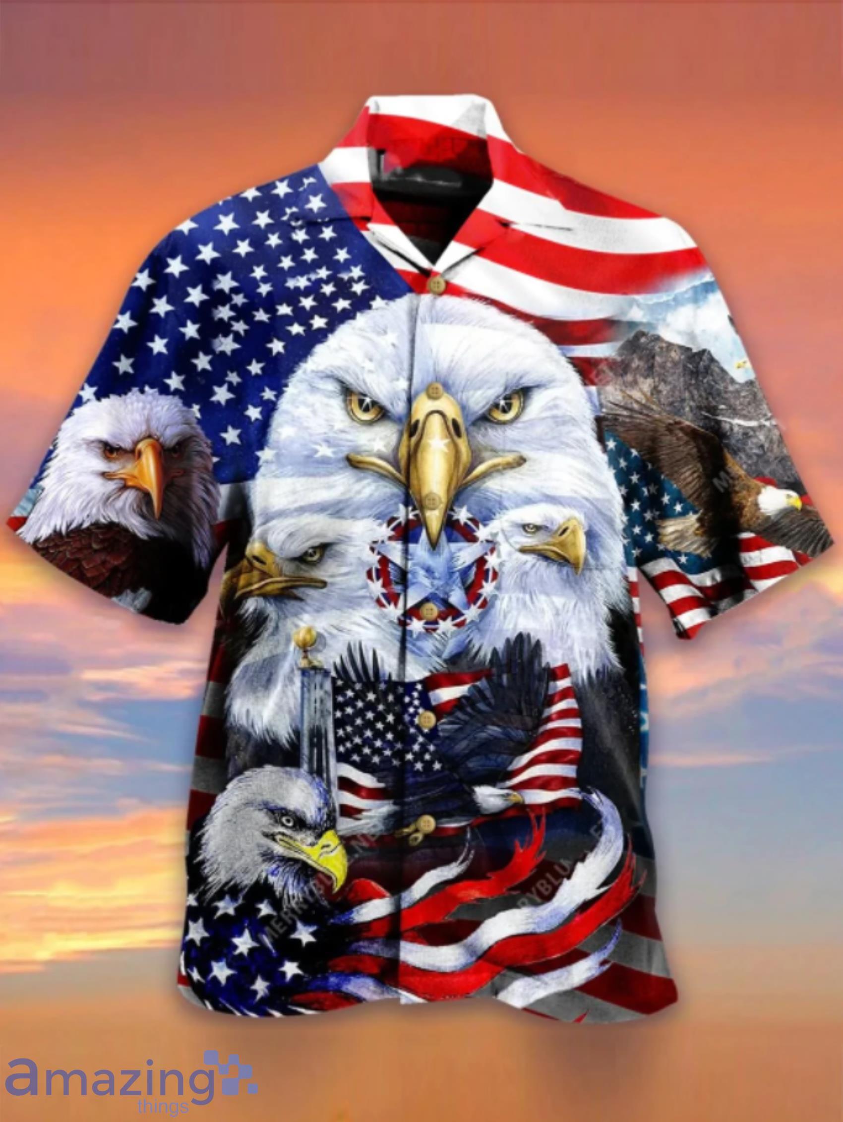 Eagle Casual Independence Day Shirts For Men Hawaiian Shirt Product Photo 1