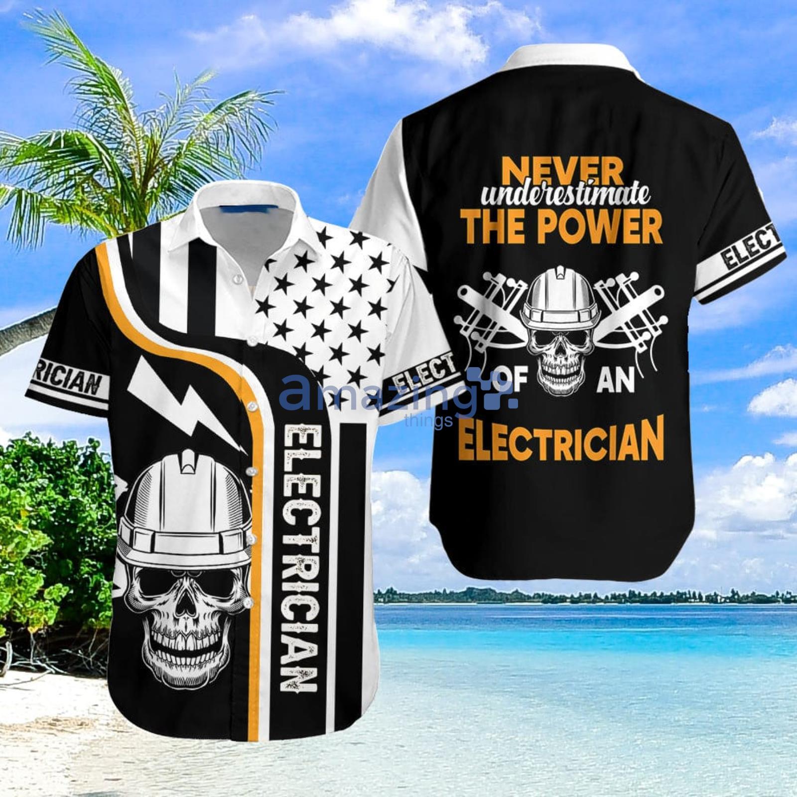 Electrician Skull Aloha Hawaiian Shirt Summer Gift For Men And Women Product Photo 1