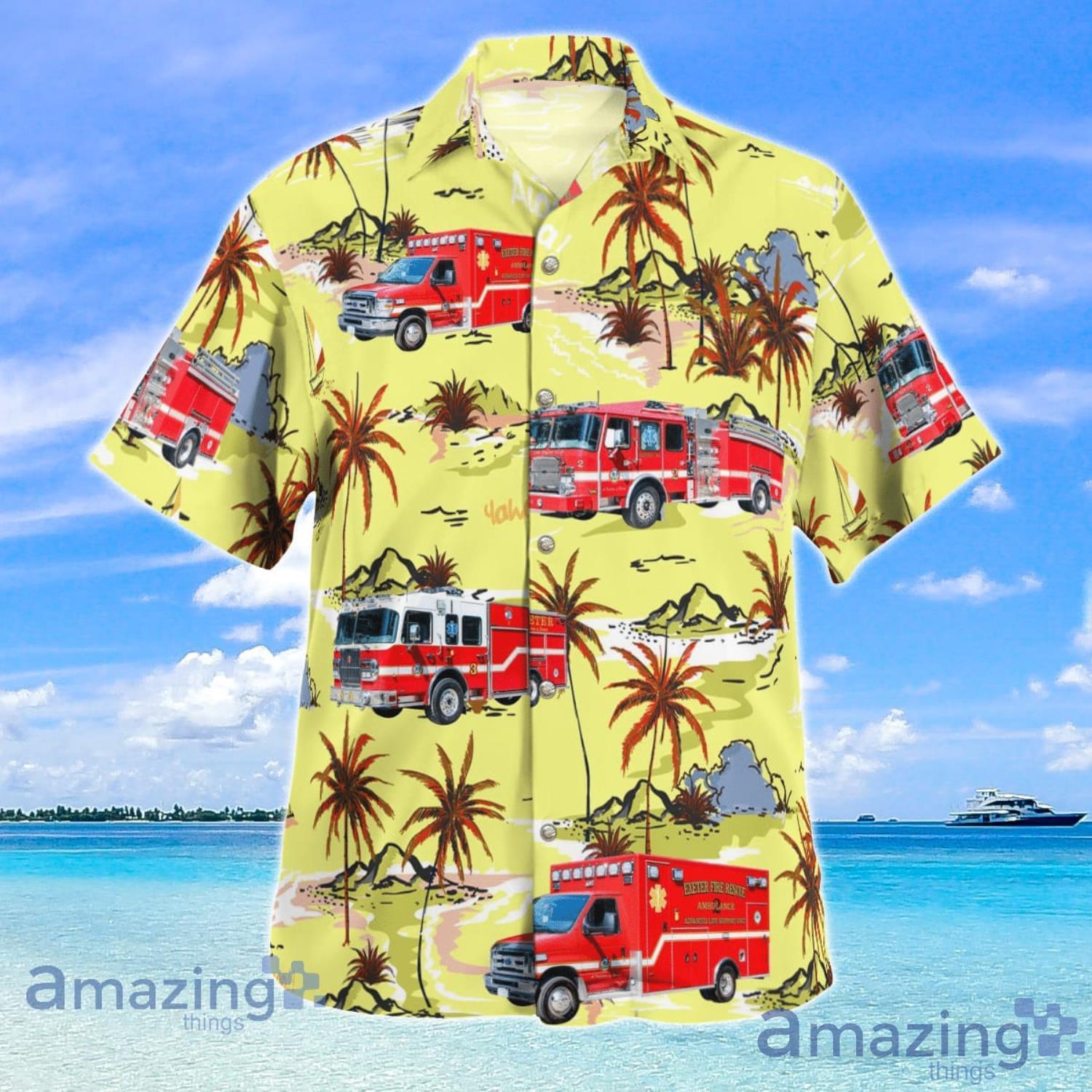 Exeter New Hampshire Exeter Fire Department Headquarters Station Beach Summer Gift Hawaiian Shirt image Exeter New Hampshire Exeter Fire Department Headquarters Station Beach Summer Gift Hawaiian Shirt Product Photo 2