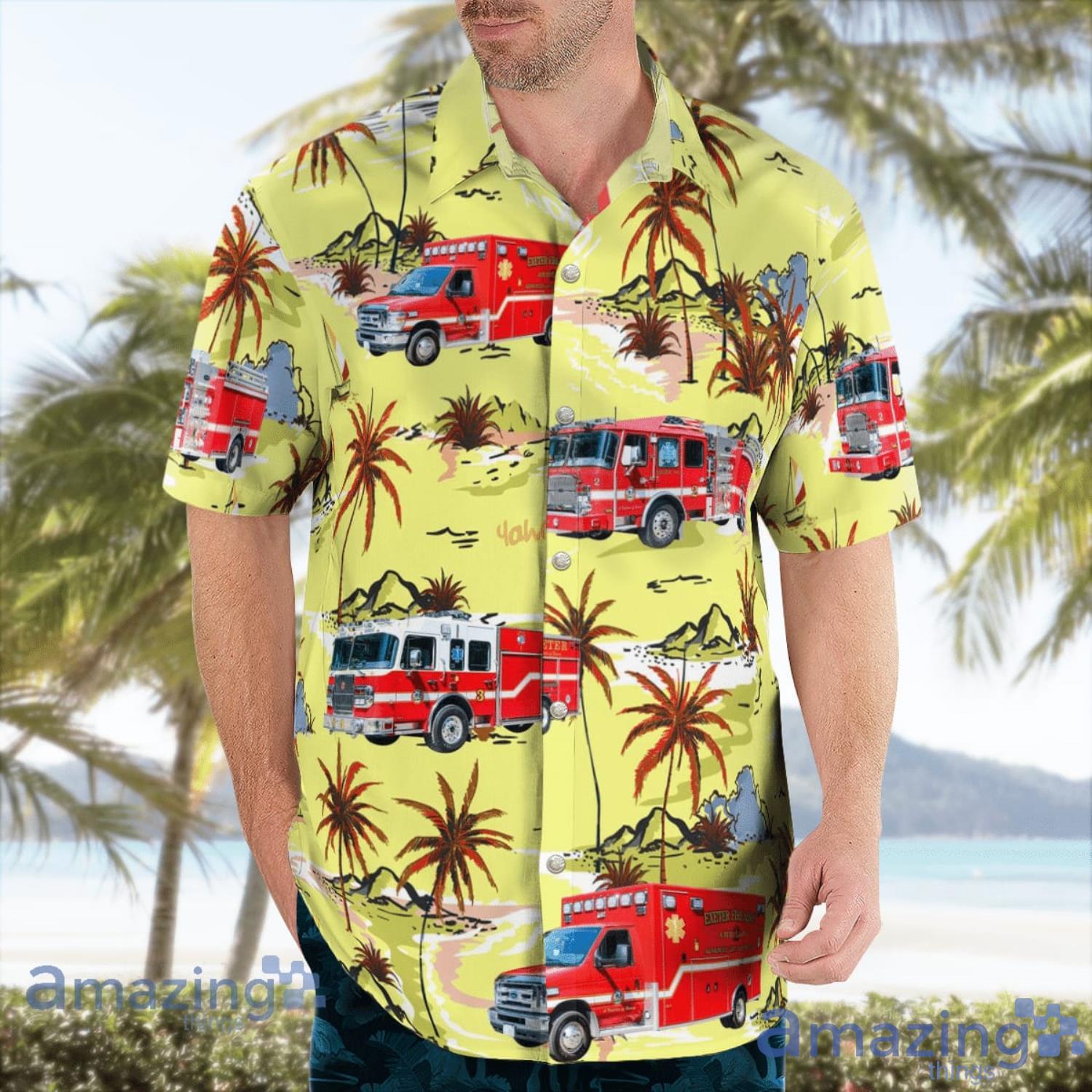 Exeter New Hampshire Exeter Fire Department Headquarters Station Beach Summer Gift Hawaiian Shirt image Exeter New Hampshire Exeter Fire Department Headquarters Station Beach Summer Gift Hawaiian Shirt Product Photo 3