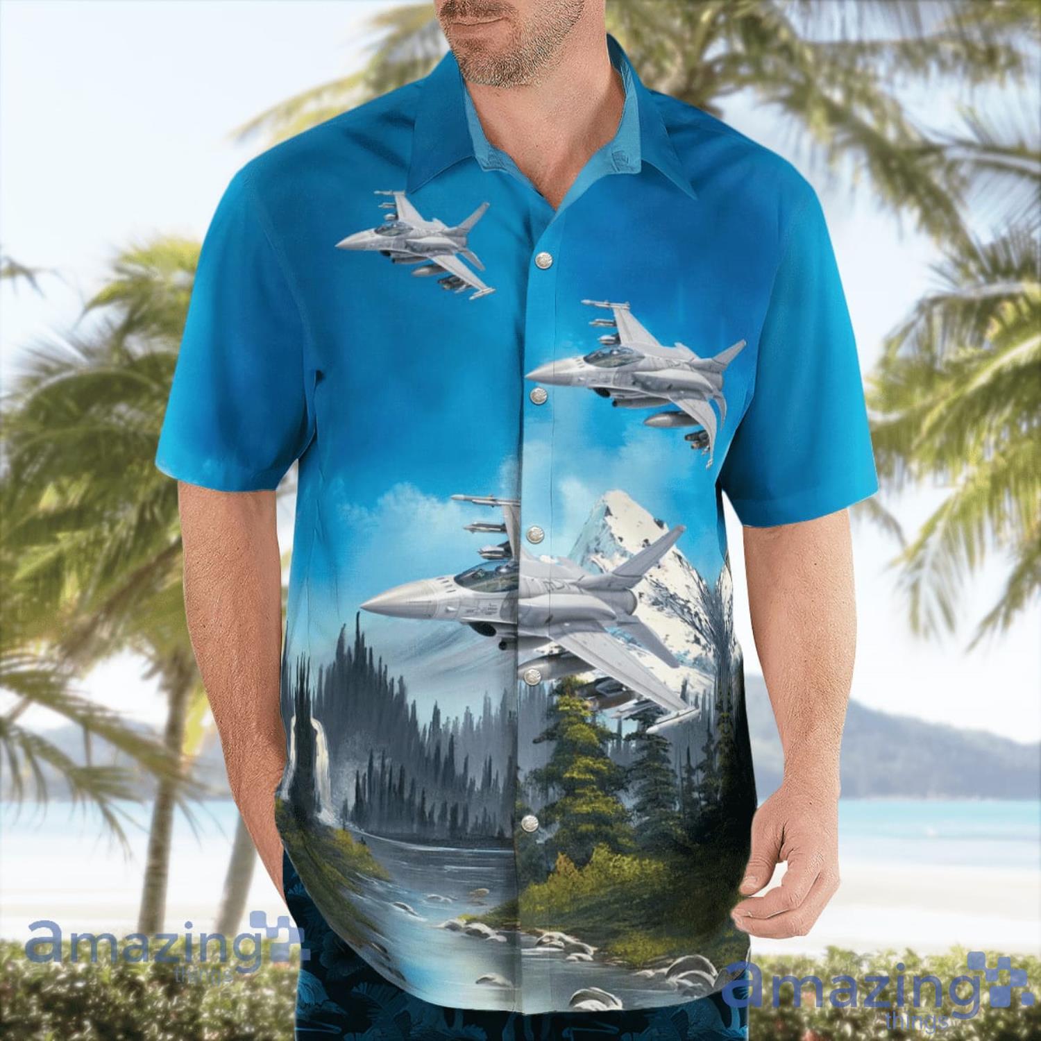 F 16 Fighting Falcon Beach Summer Gift Hawaiian Shirt image F-16 Fighting Falcon Beach Summer Gift Hawaiian Shirt Product Photo 3