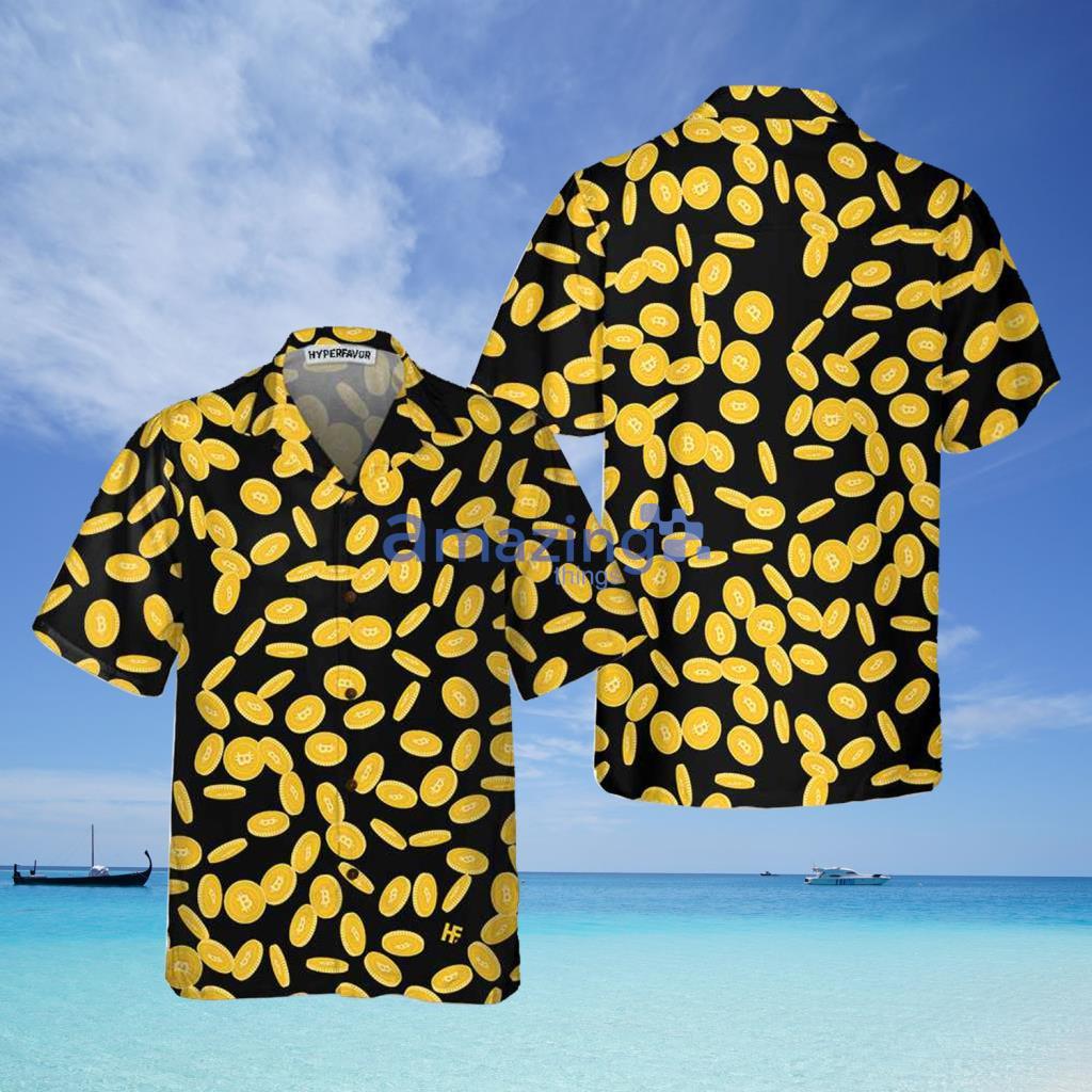 Falling Bitcoin Cryptocurrency Pattern Hawaiian Shirt - Falling Bitcoin Cryptocurrency Pattern Hawaiian Shirt