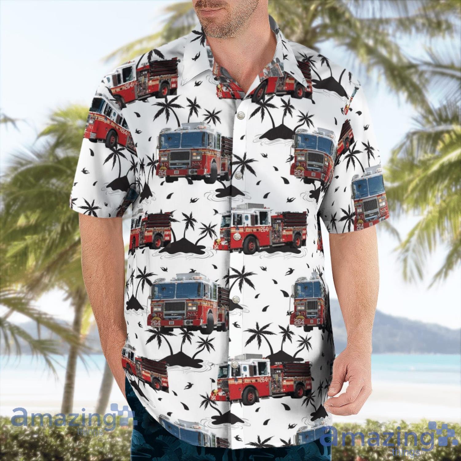 FDNY Engine 264 Engine 328 Ladder 134 Queens New York Beach Summer Gift Hawaiian Shirt image FDNY Engine 264 Engine 328 Ladder 134 Queens New York Beach Summer Gift Hawaiian Shirt Product Photo 3