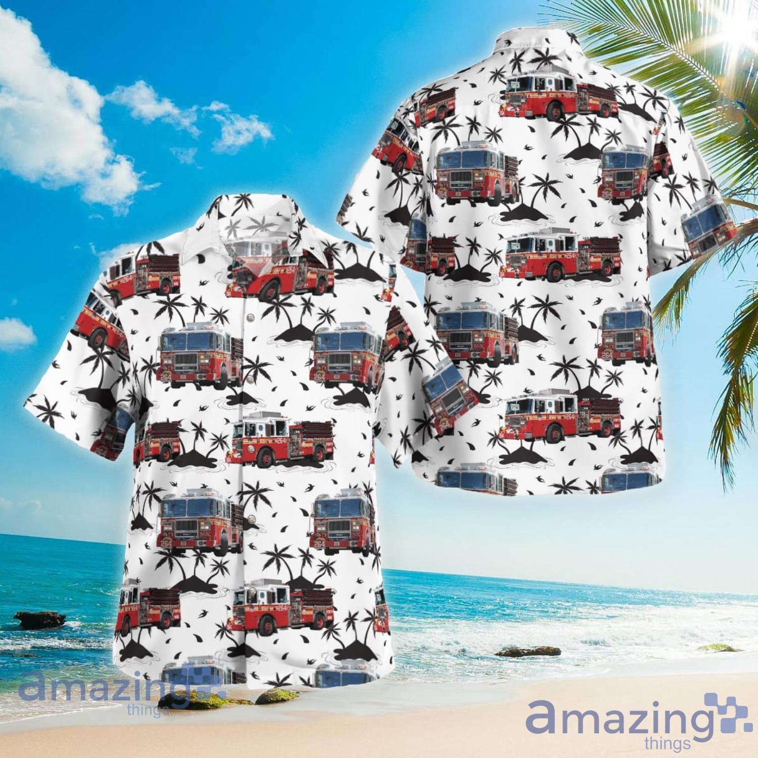 FDNY Engine 264 Engine 328 Ladder 134 Queens New York Beach Summer Gift Hawaiian Shirt Product Photo 1