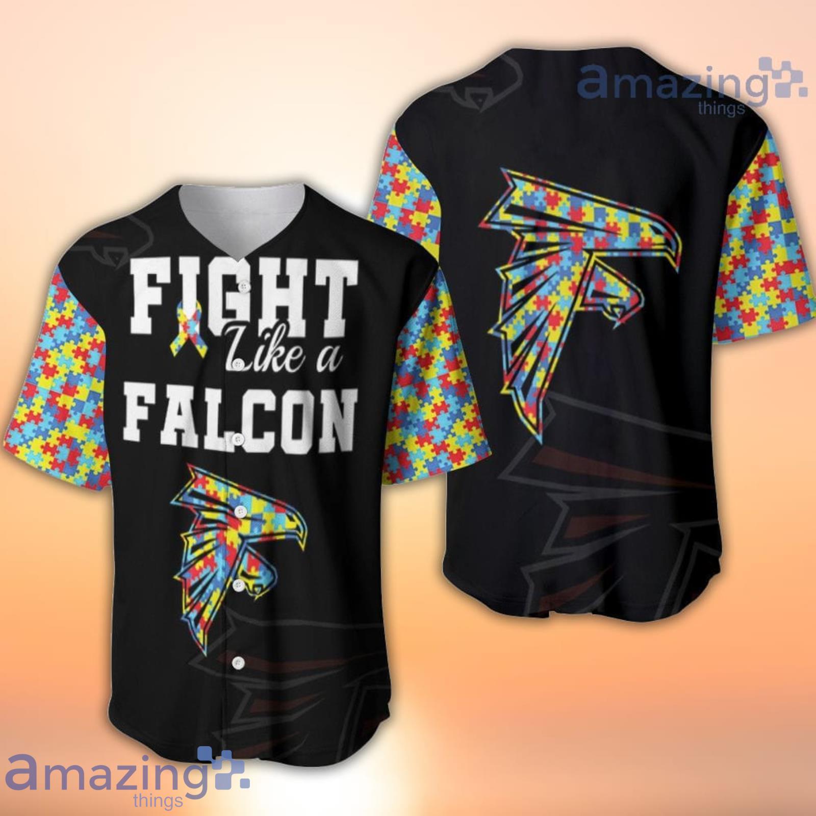 Fight Like A Atlanta Falcons Autism Support Baseball Jersey Shirt