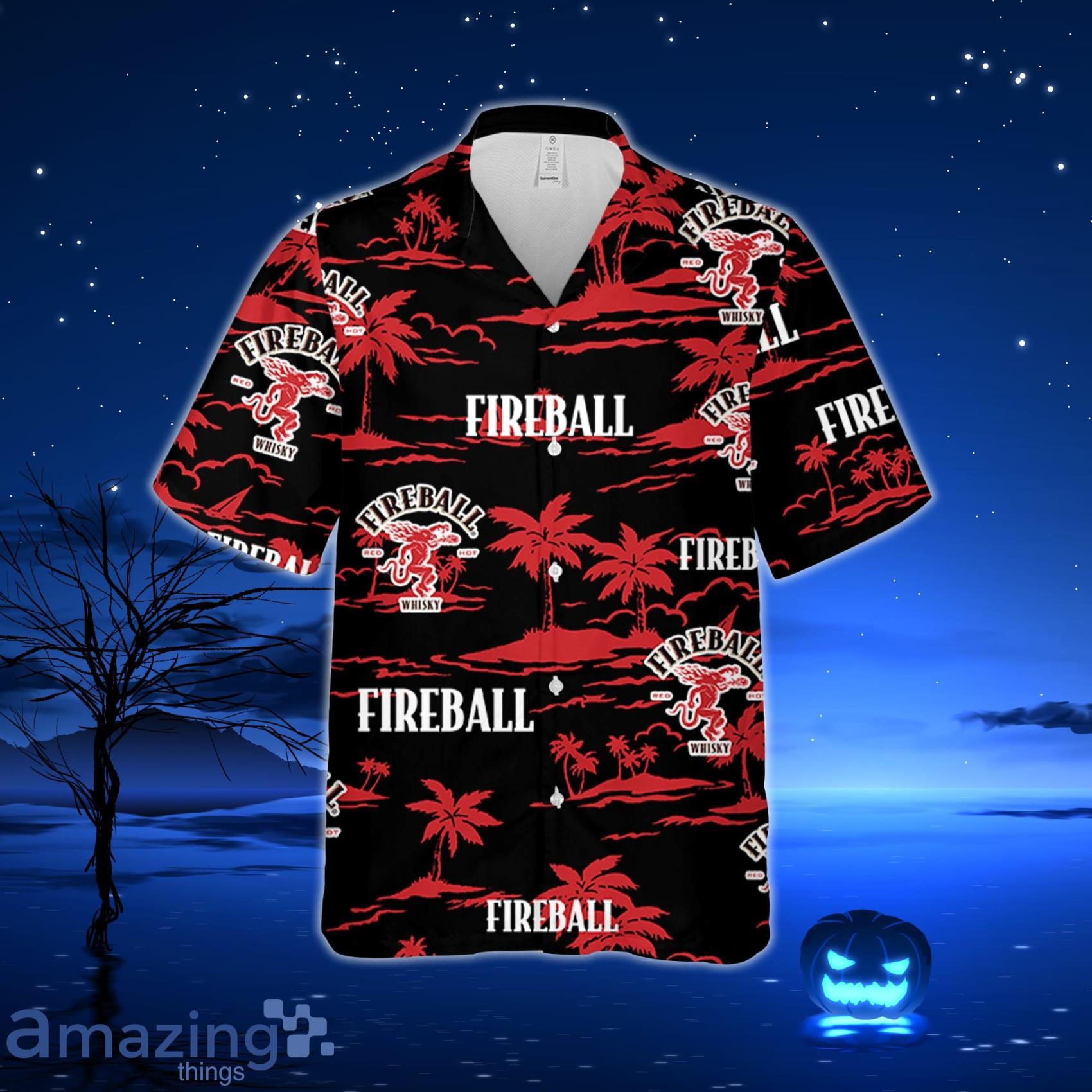 Fireball Hawaiian Sea Island Pattern Shirt, Beer Summer Party Hawaiian Shirt,  Schlitz Beer Shirt - Trendy Aloha