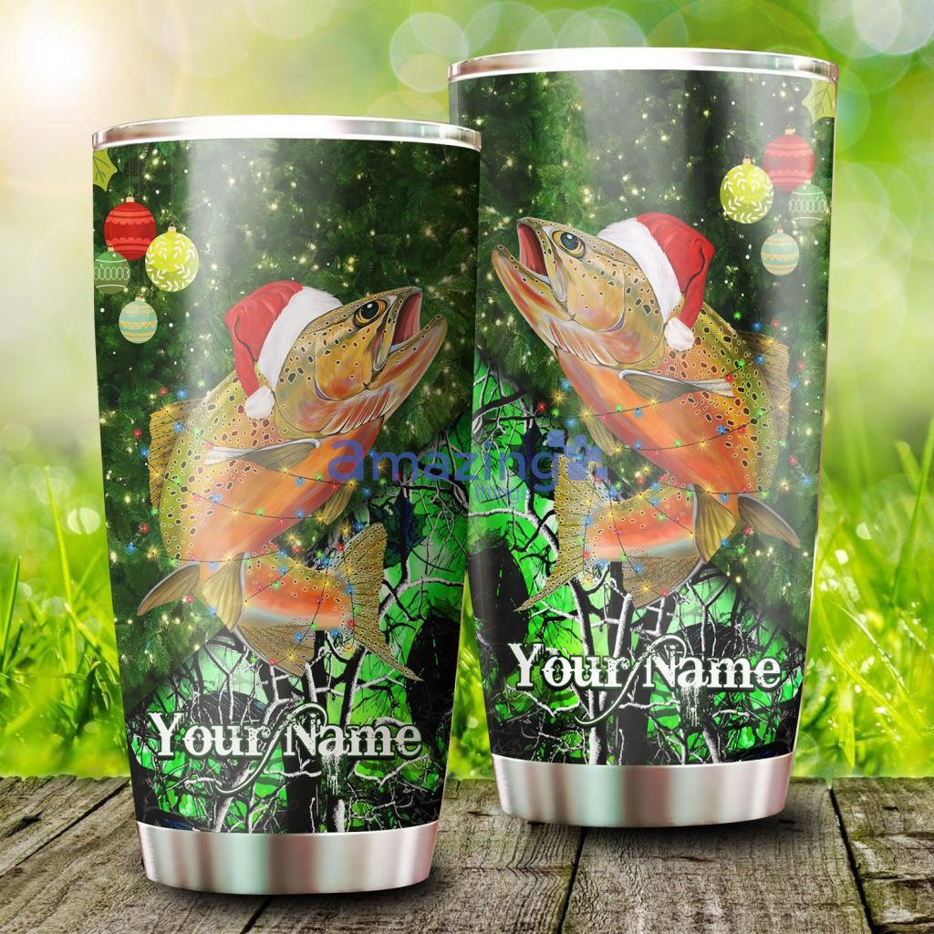 Fish Breed Green Camo Christmas Custom Name Tumbler - Fish Breed Green Camo Christmas Custom Name Tumbler