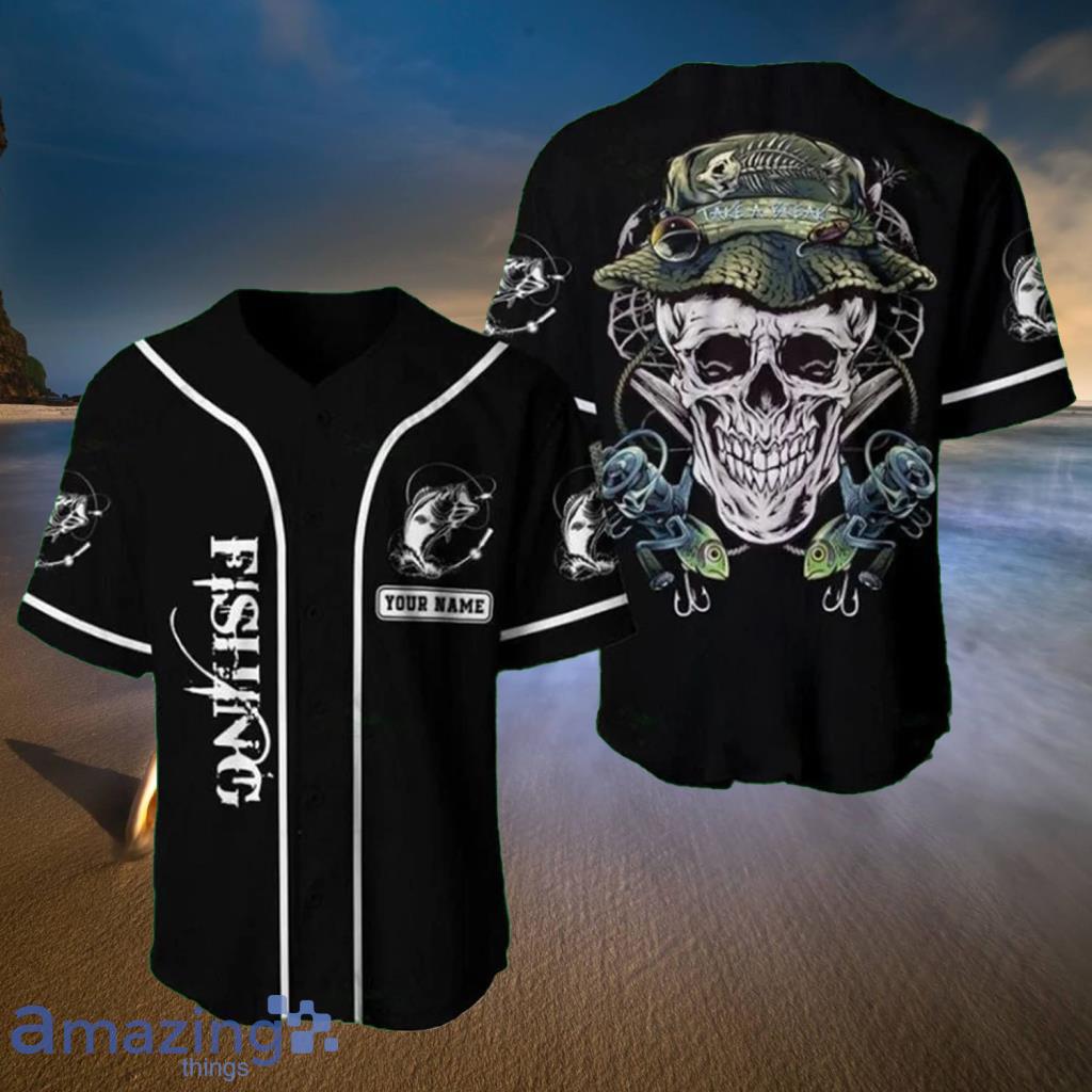 Fishing Skull Personalized Baseball Jerseys  For Men And Women - Fishing Skull Personalized Baseball Jerseys  For Men And Women