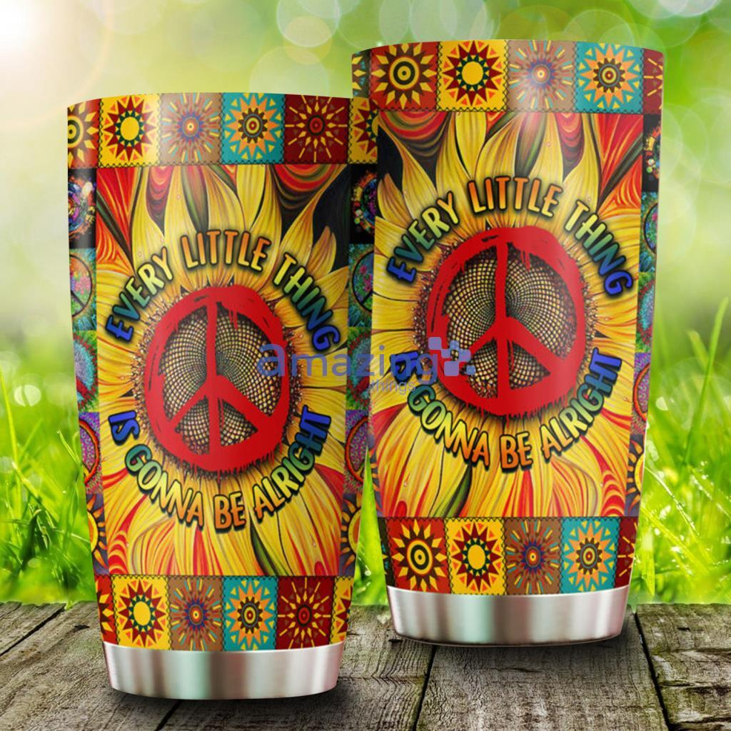 Flagwix Sunflower Peace Hippie Stainless Steel Tumbler - Flagwix Sunflower Peace Hippie Stainless Steel Tumbler