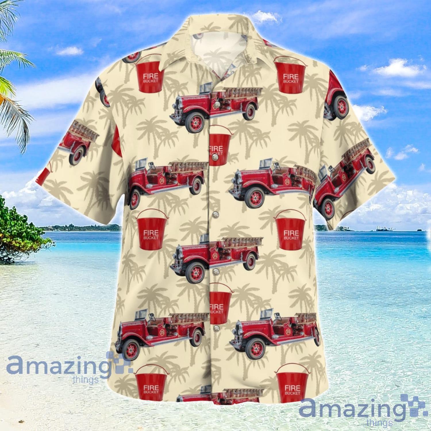 Florida Melbourne Fire Department Truck & Fire bucket Hawaiian Shirt Aloha Summer Gift For Men And Women Product Photo 1