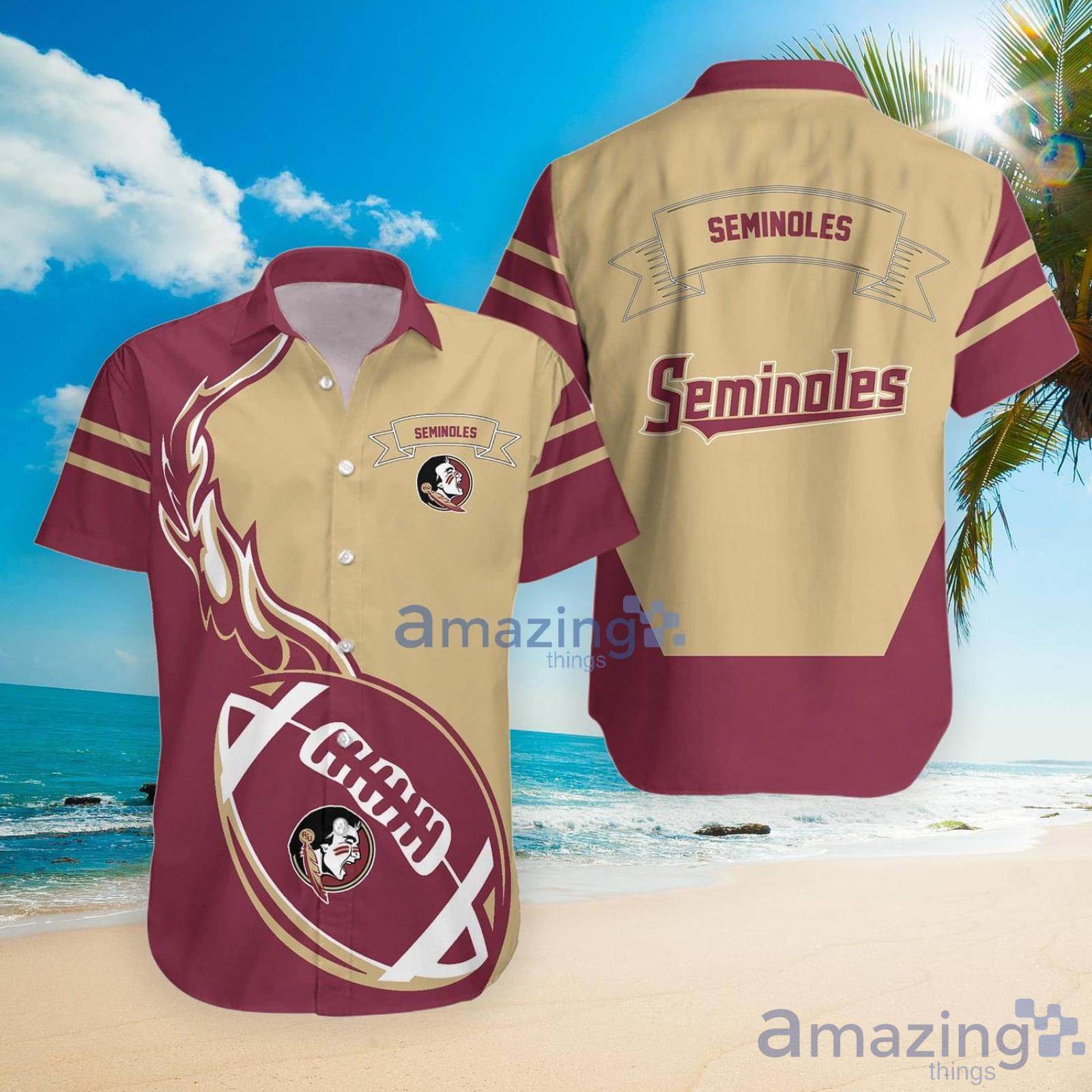 Florida State Seminoles Ncaa Flame Ball Hawaiian Shirt For Fans image Florida State Seminoles Ncaa Flame Ball Hawaiian Shirt For Fans Product Photo 4