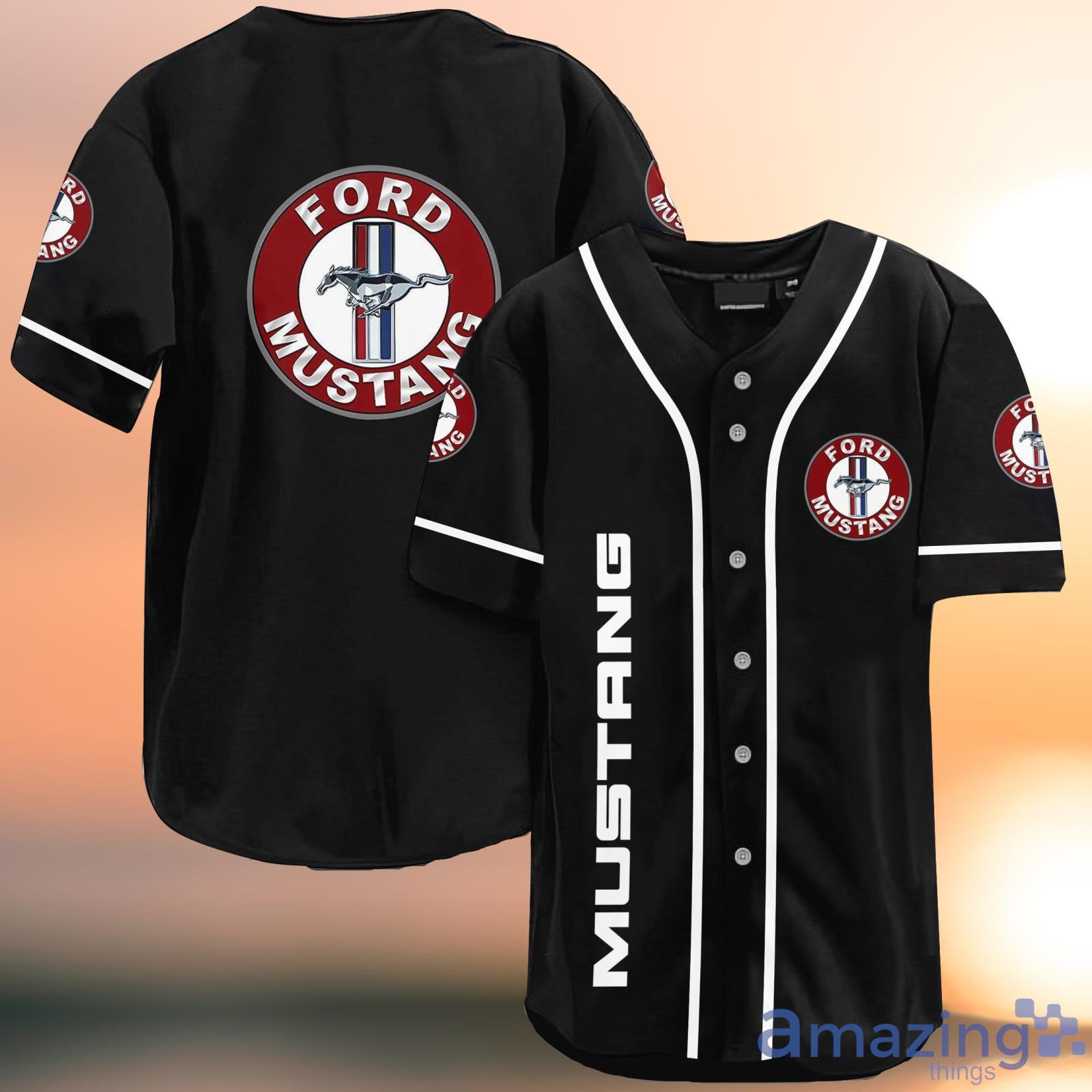Ford Mustang Logo Black Baseball Jersey Shirt Product Photo 1