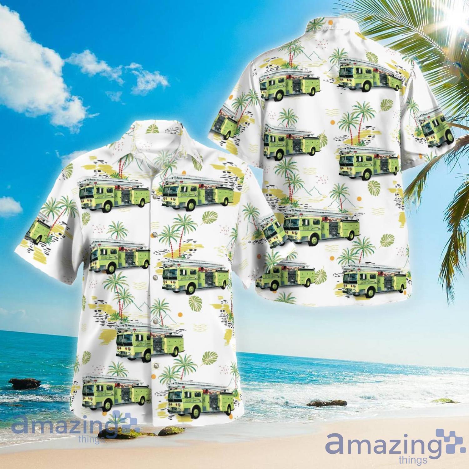 Fort Lauderdale Florida Fort Lauderdale Fire Rescue Engine 9S 1976 Ward Lafrance Beach Summer Gift Hawaiian Shirt Product Photo 1