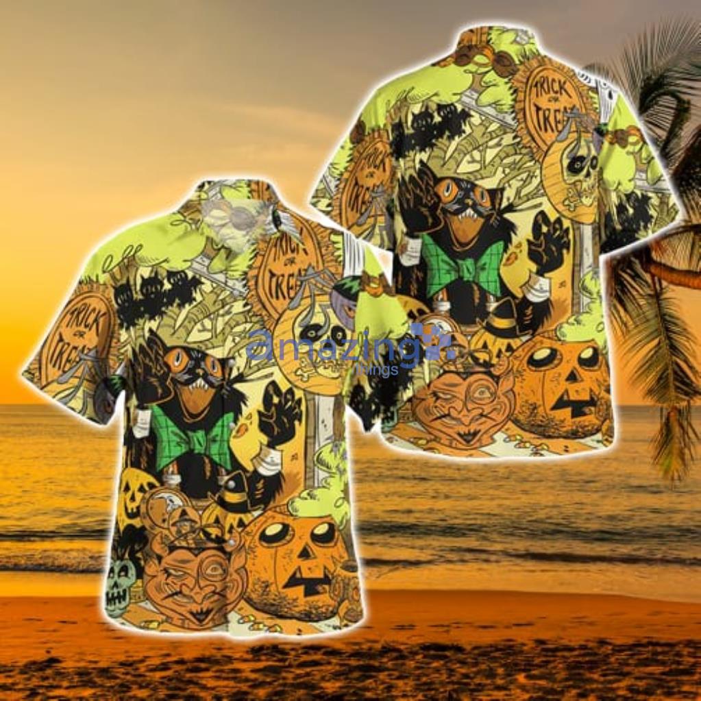 Freaking Room Trick Or Treat Black Cat Pumpkin Spooky Halloween Hawaiian Shirt - Freaking Room Trick Or Treat Black Cat Pumpkin Spooky Halloween Hawaiian Shirt - Home Decor, Personalized Gifts for Every Occasion