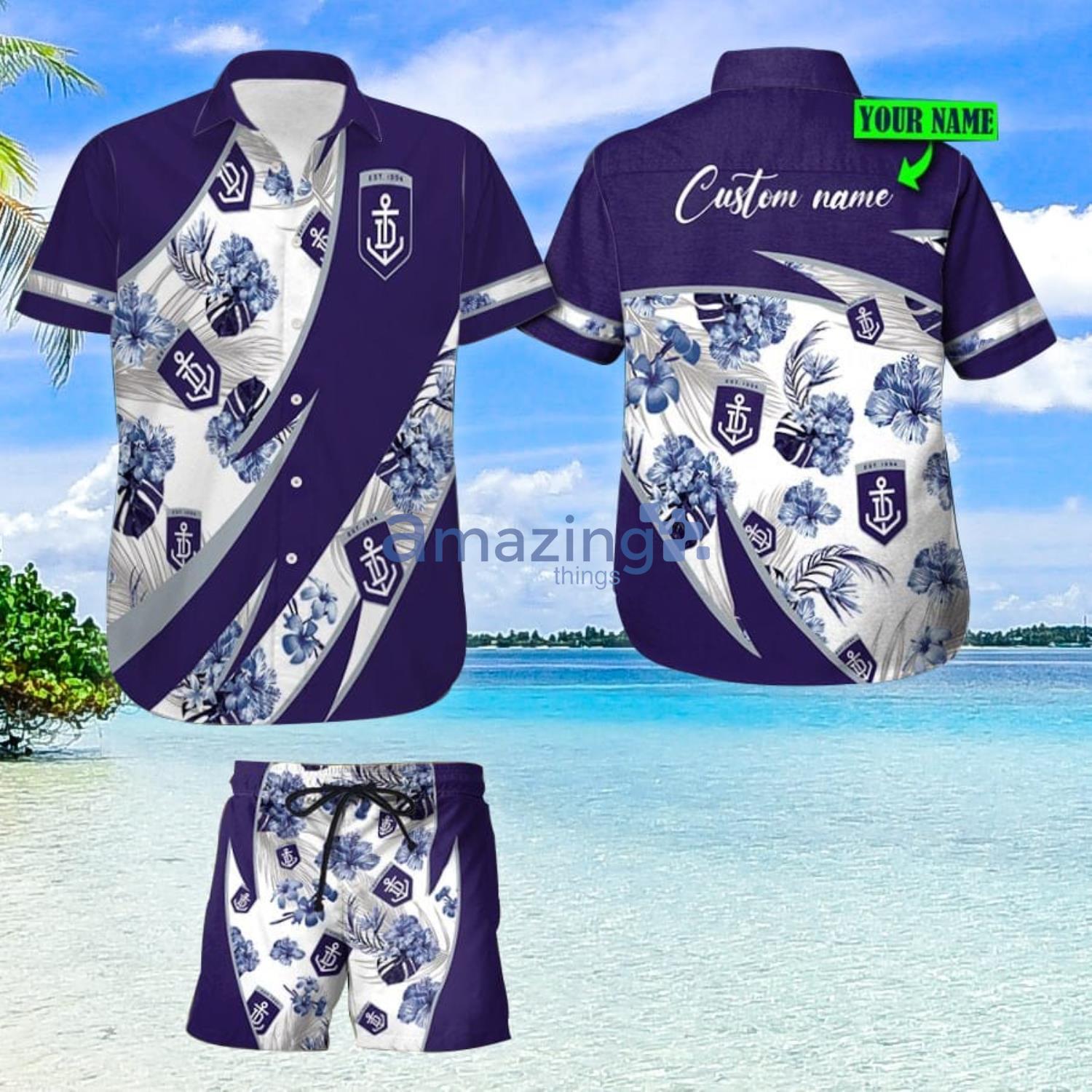 Fremantle Dockers Custom Name For Fans Hawaiian Shirt And Shorts Product Photo 1