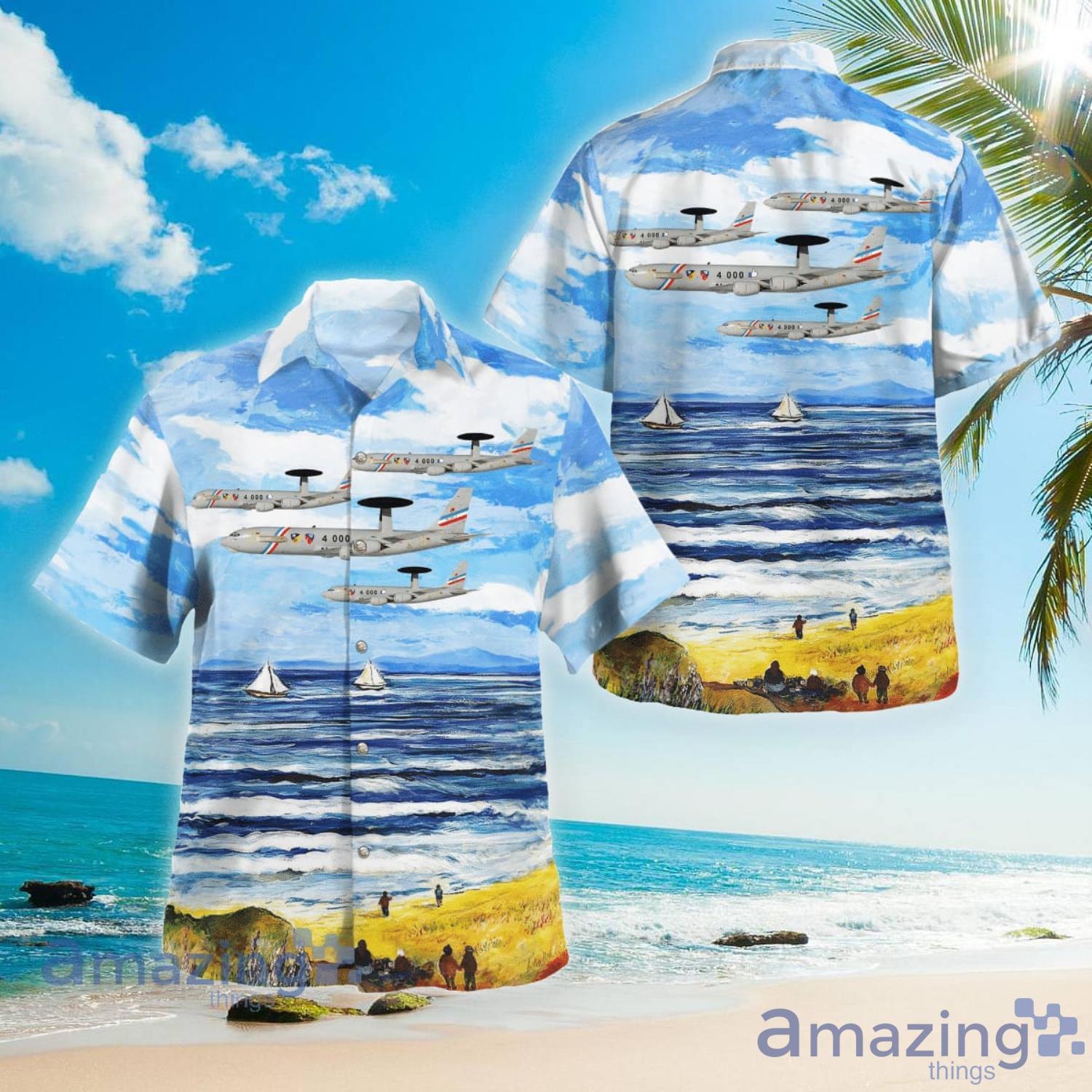 French Air and Space Force Boeing E-3F Sentry (AWACS) Of Escadron de détection et contrôle aéroportés 036 Berry Aloha Summer Gift Hawaiian Shirt Product Photo 1