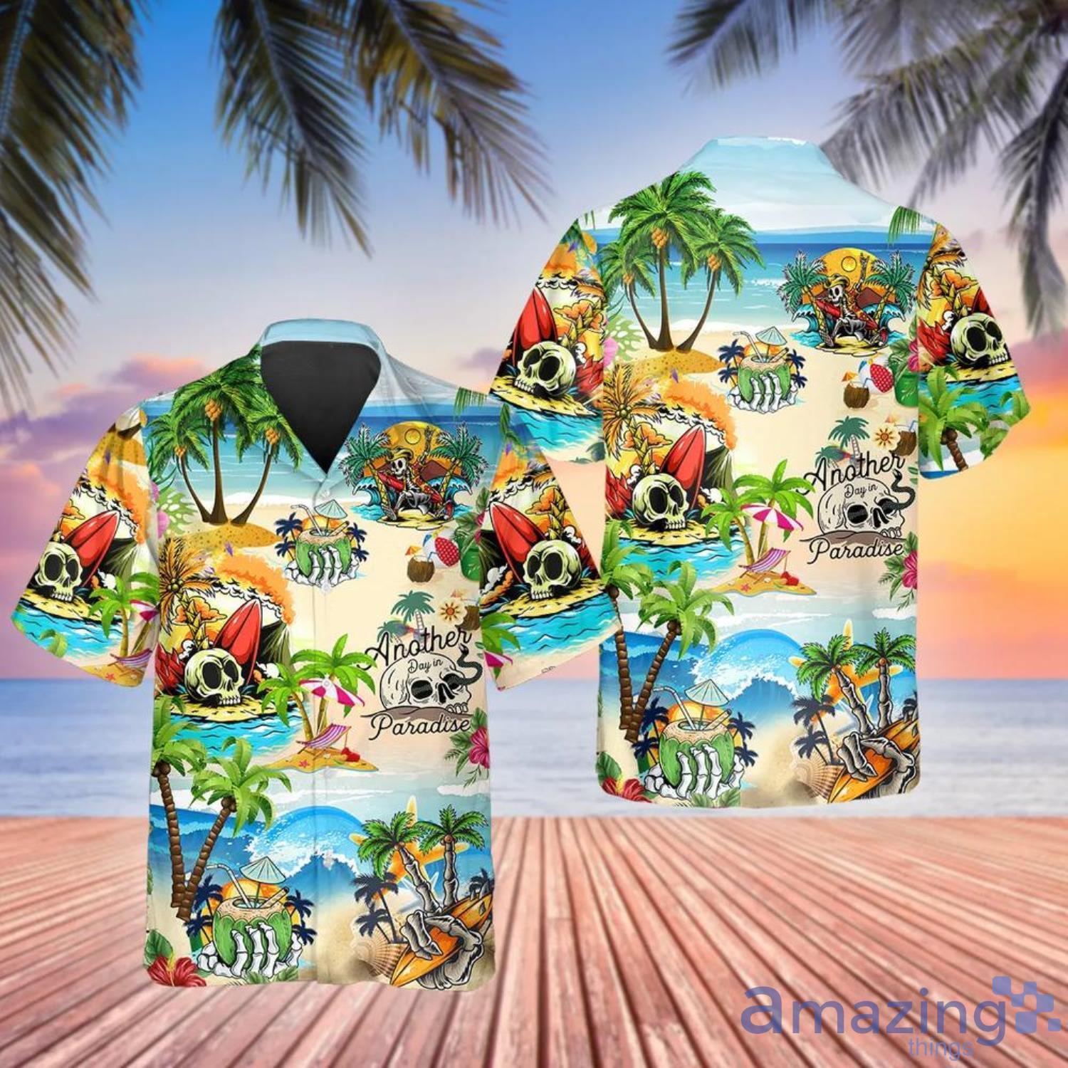 Funny Skull Beach Short Sleeve Hawaiian Shirt image Funny Skull Beach Short Sleeve Hawaiian Shirt - Funny-Skull-Beach-Hawaiian-Shirt-9eb143-1