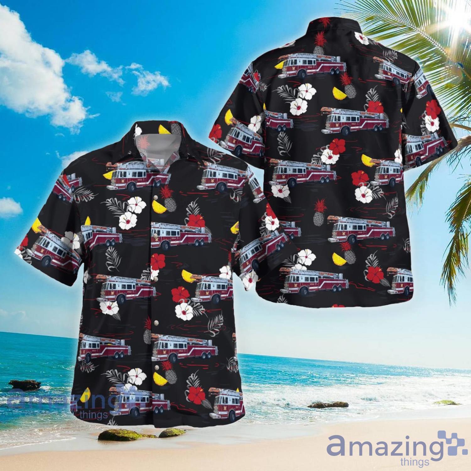 Garden City New York Garden City Fire Department Black Hawaiian Shirt Aloha Summer Gift For Men And Women Product Photo 1