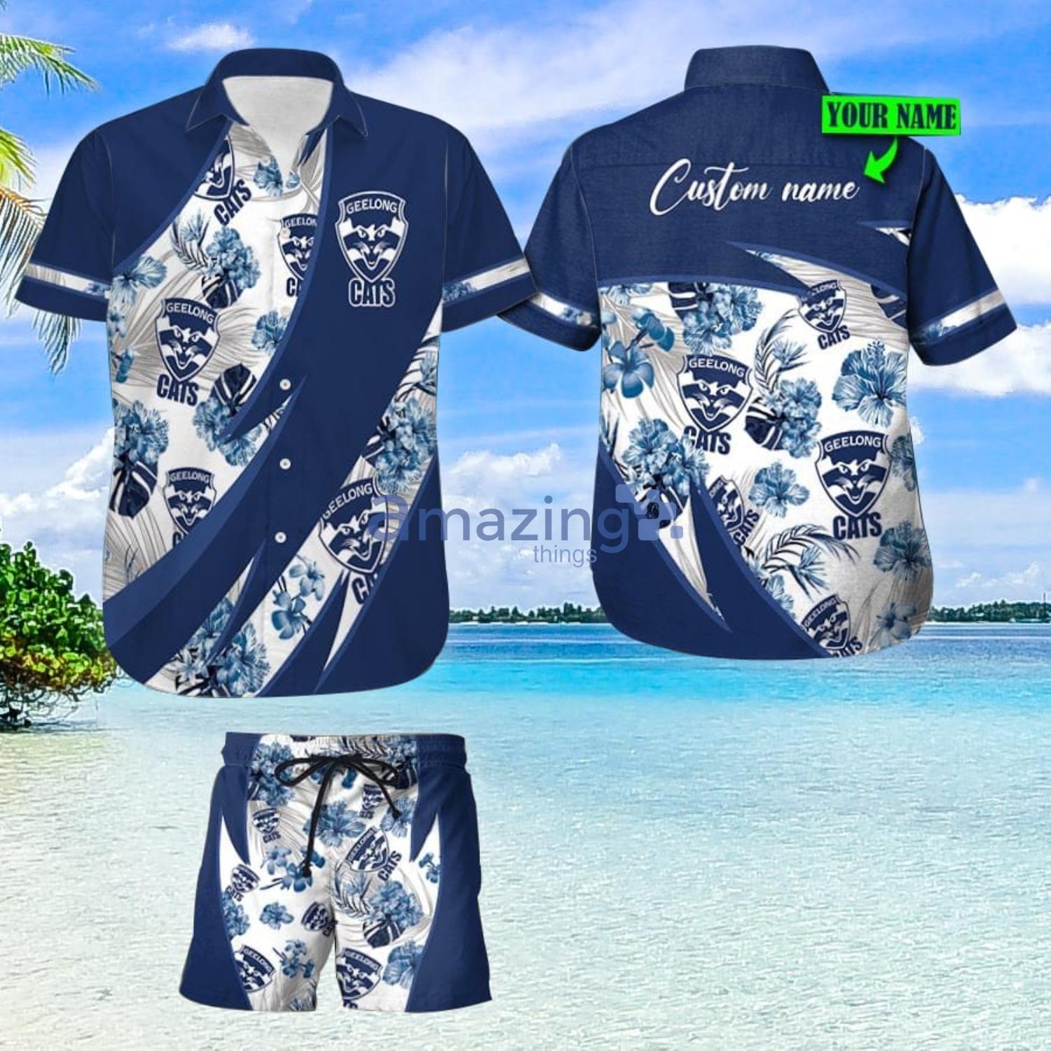 Geelong Cats Custom Name For Fans Hawaiian Shirt And Shorts Product Photo 1