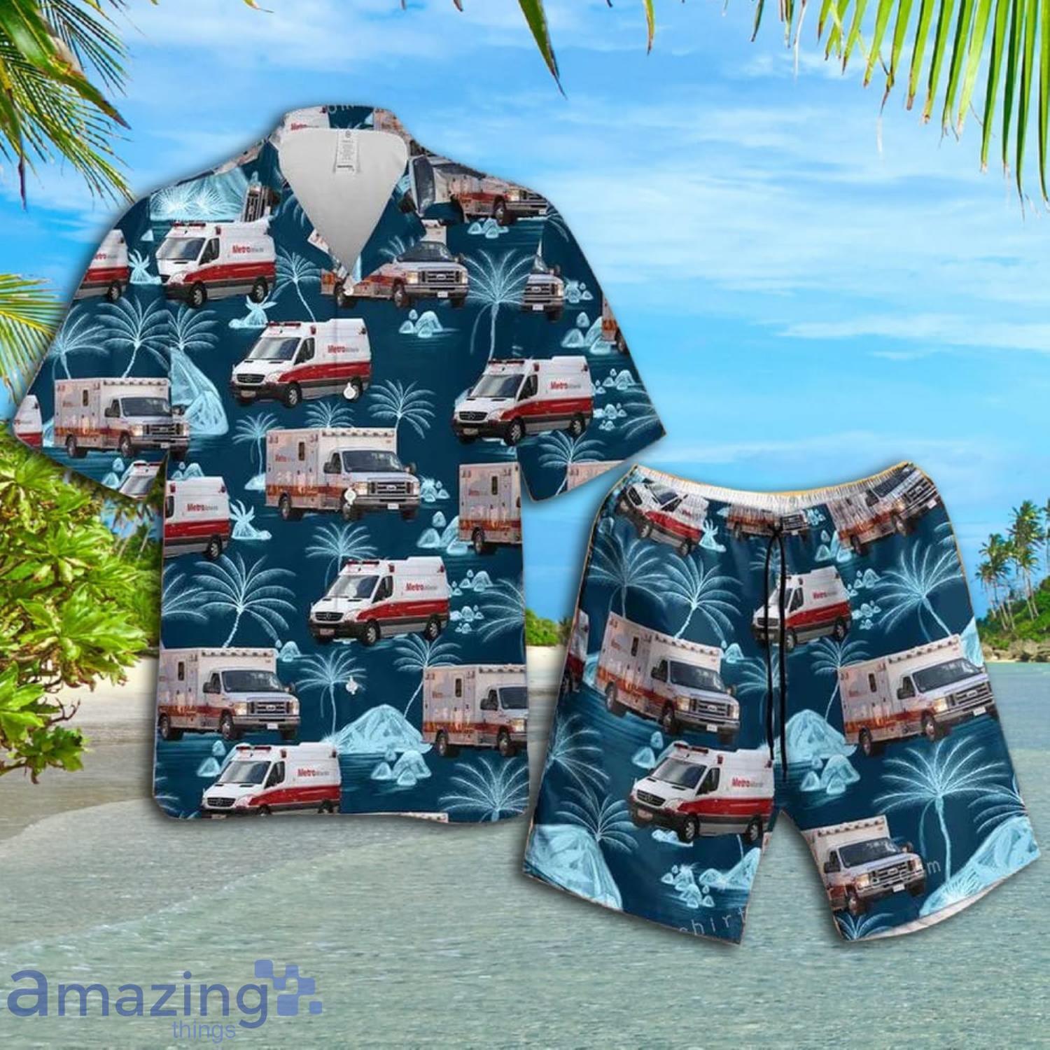 Georgia Metroatlanta Ambulance Service Short Sleeve Hawaiian Shirt And Short Product Photo 1