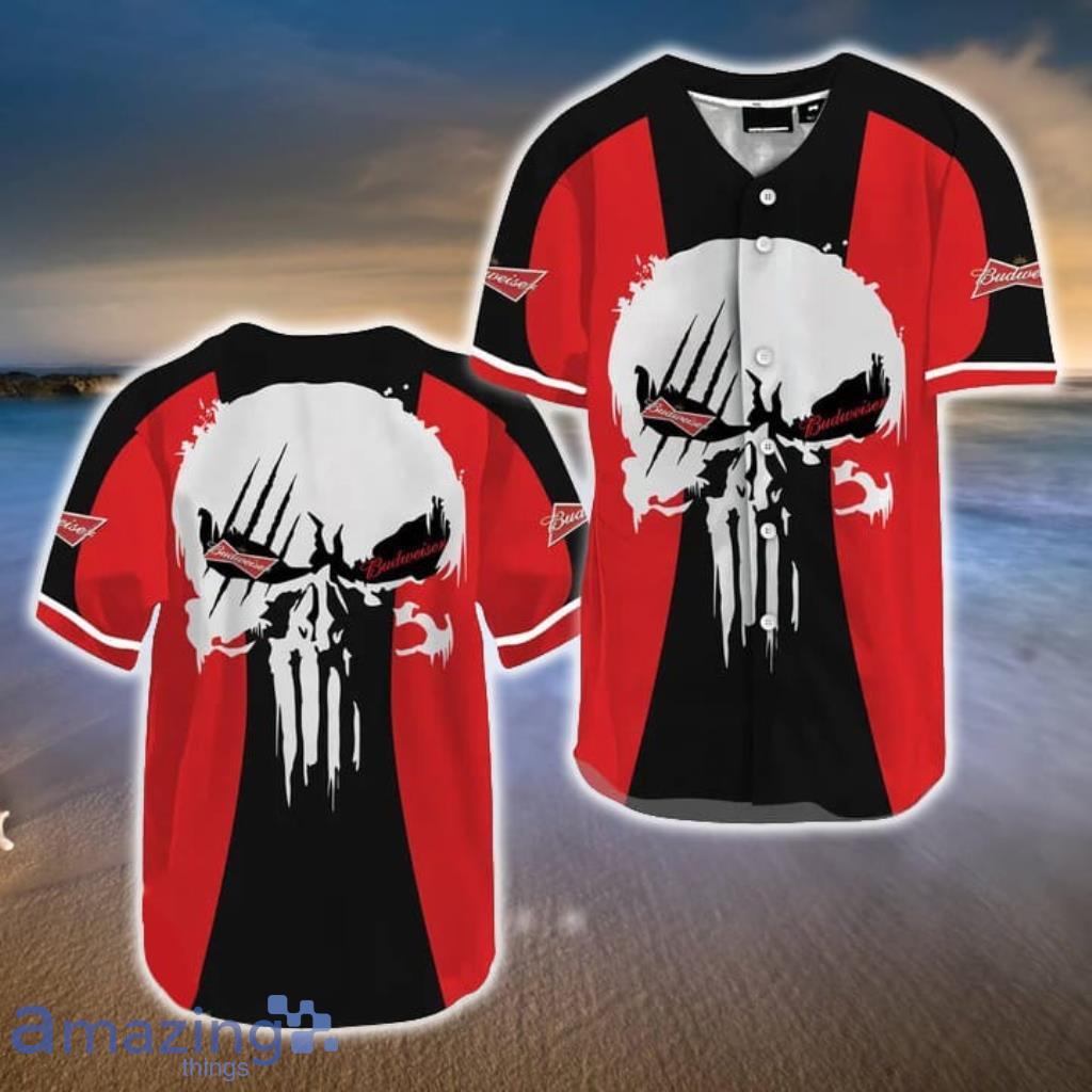 Ghost Head White Skull Budweiser Beer Baseball Jersey Shirt - Ghost Head White Skull Budweiser Beer Baseball Jersey Shirt