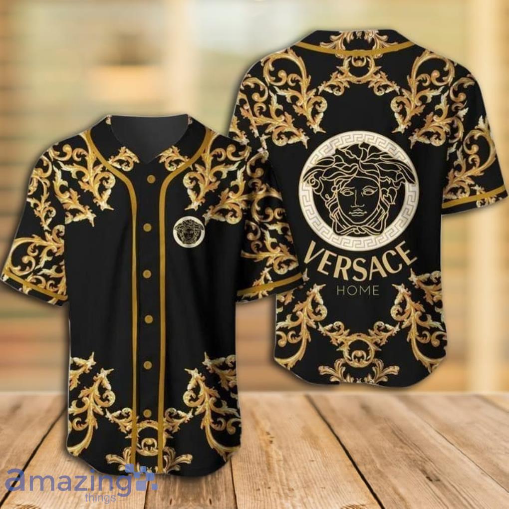 Versace Gold Pattern Black Hawaiian Shirt, Short - LIMITED EDITION