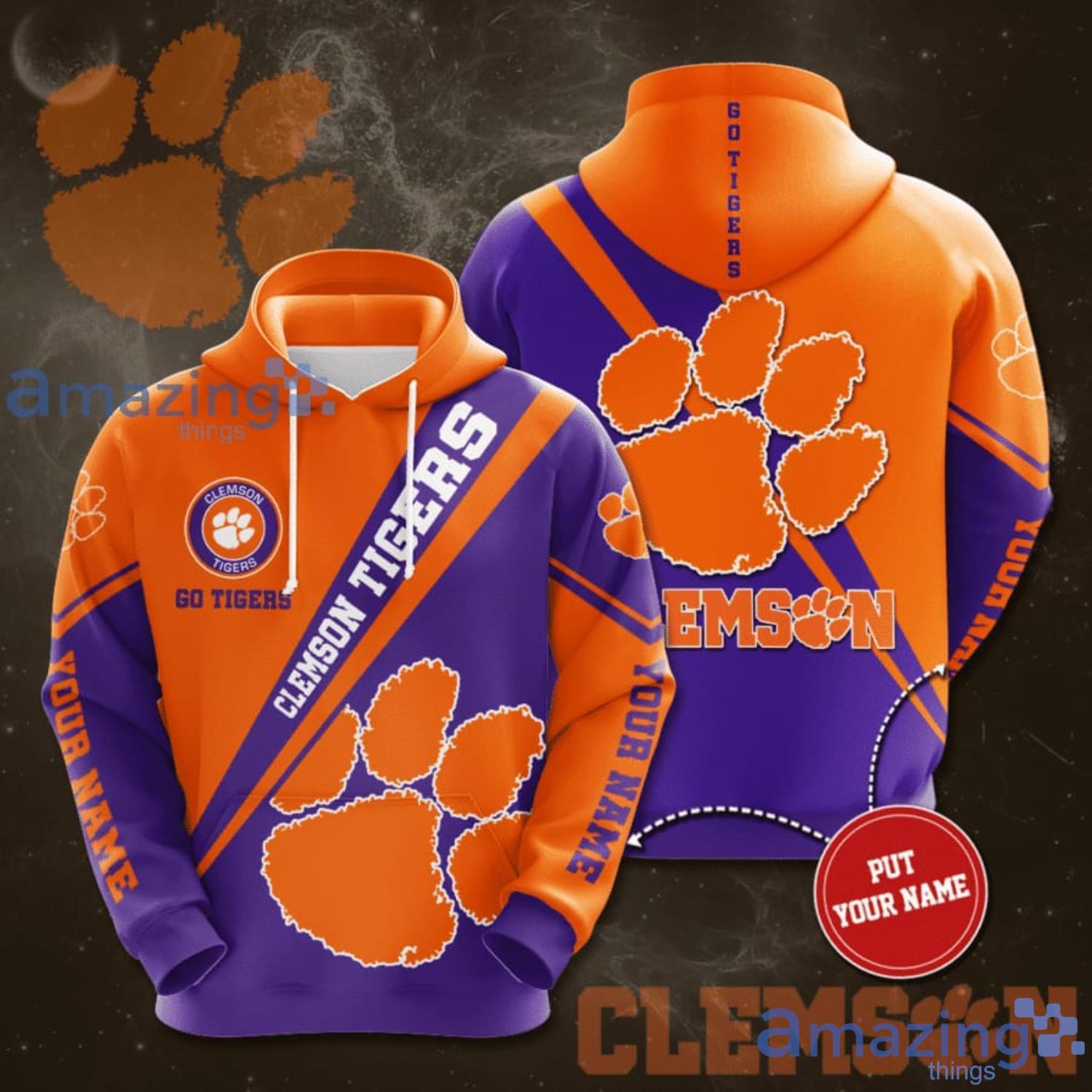 Go Tigers Personalized Name Clemson Tigers 3D Hoodie Product Photo 1 Go Tigers Personalized Name Clemson Tigers 3D Hoodie Product Photo 1