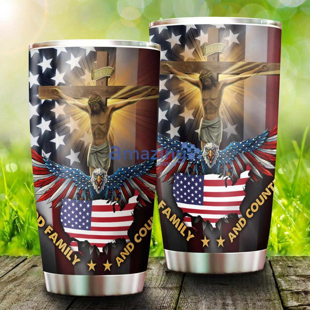 God, Family & Country Eagle American Stainless Steel Tumbler - God, Family & Country Eagle American Stainless Steel Tumbler