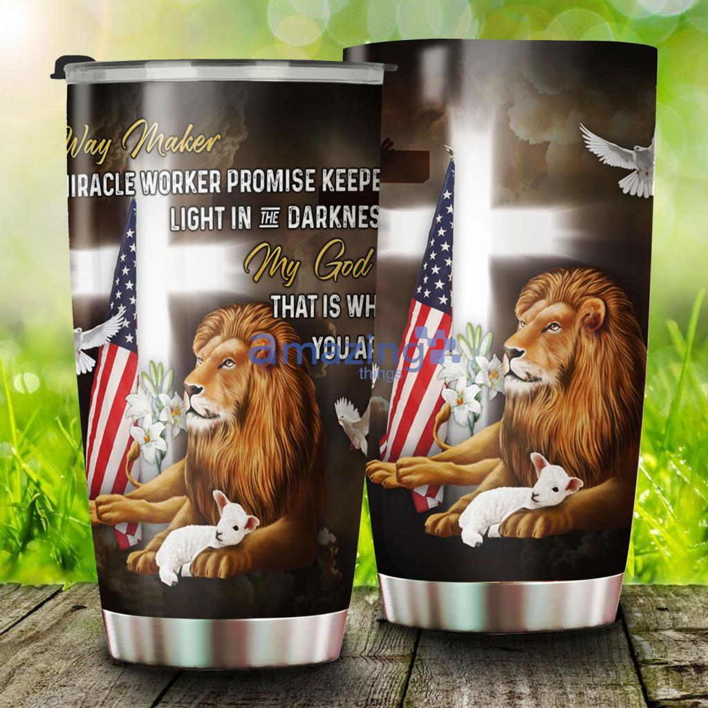God Jesus Lion Way Maker Promise Keeper Stainless Steel Tumbler - God Jesus Lion Way Maker Promise Keeper Stainless Steel Tumbler