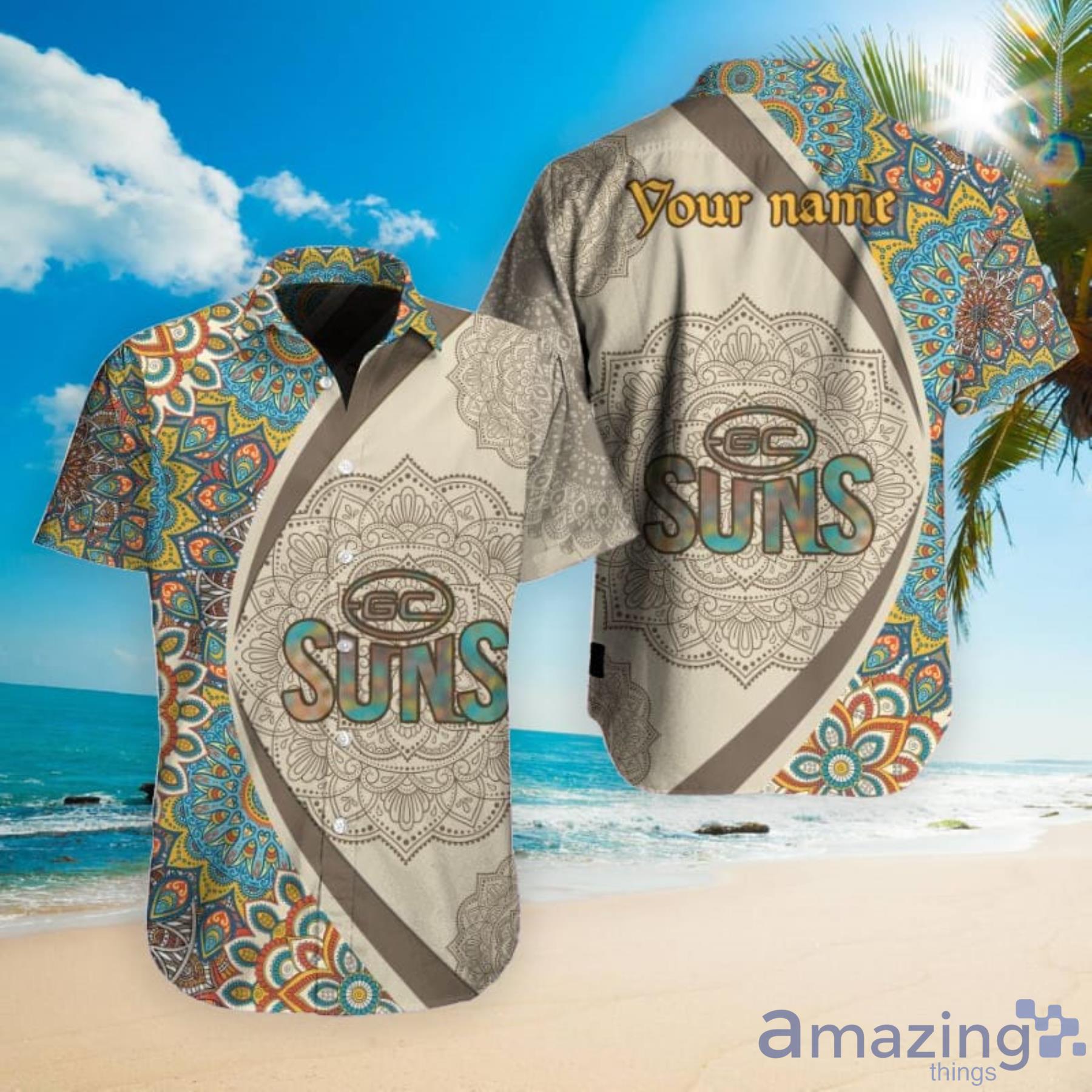Gold Coast Suns Personalized Name Vintage Hippie Pattern Hawaiian Shirt Product Photo 1
