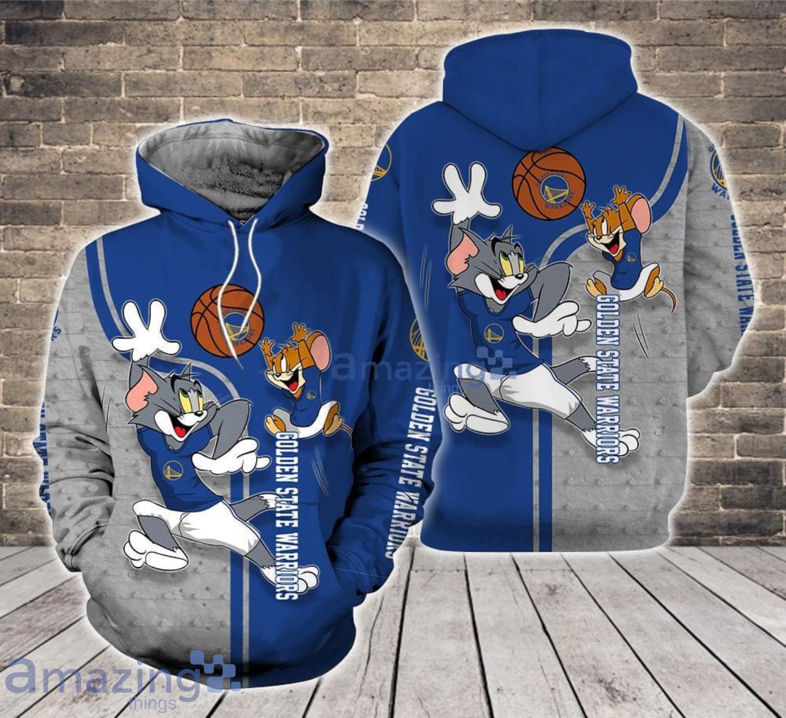 Golden State Warriors Tom and Jerry Cartoon Lover 3D Printed Hoodie For Fans Product Photo 1