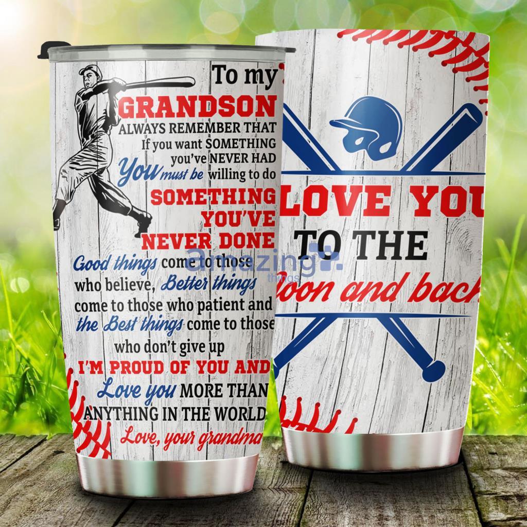Grandma To Grandson Baseball Stainless Steel Tumbler - Grandma To Grandson Baseball Stainless Steel Tumbler
