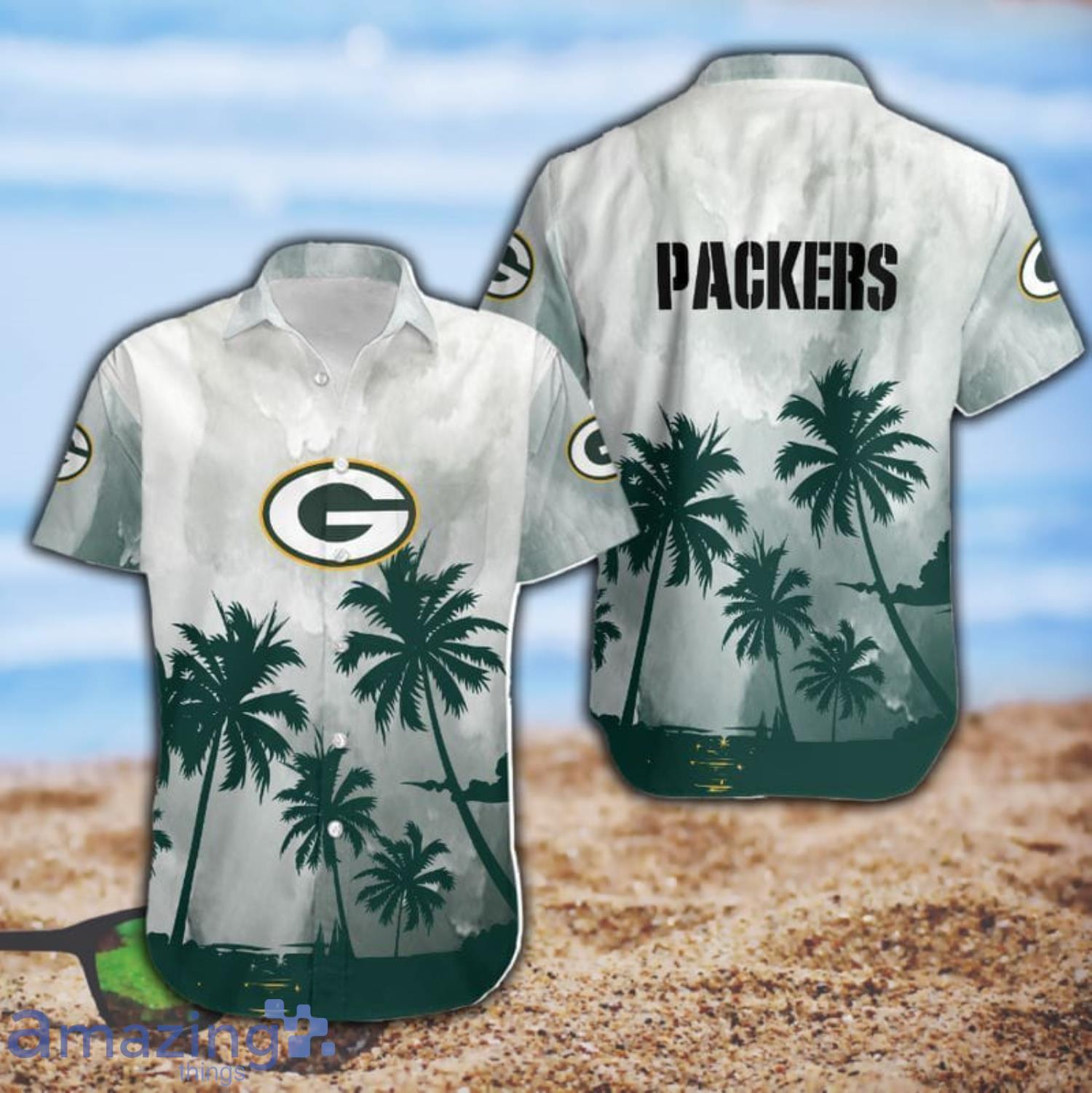 Green Bay Packers Coconut Trees NFL Short Sleeve Hawaiian Shirt Product Photo 1