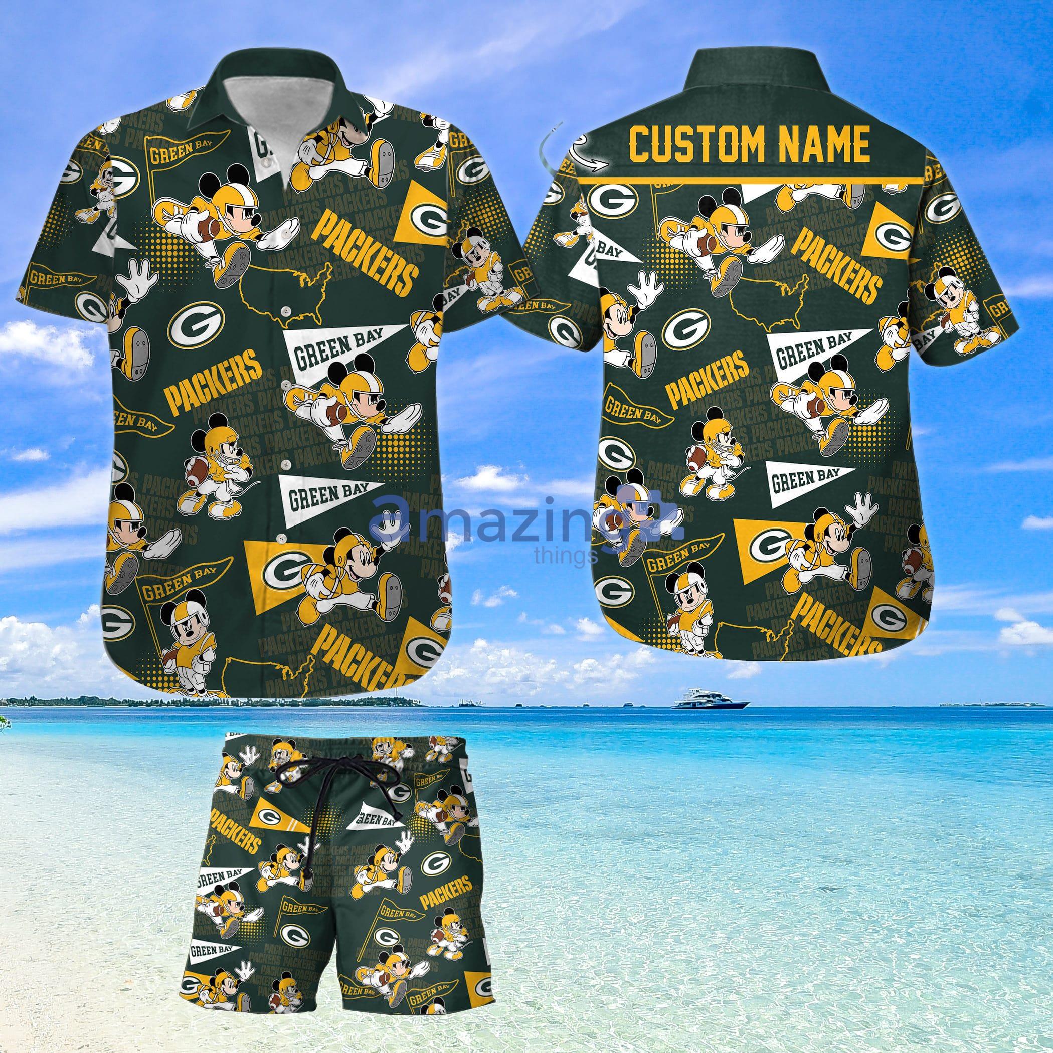 Mickey Mouse Green Bay Packers Hawaiian Shirt And Shorts - Hot