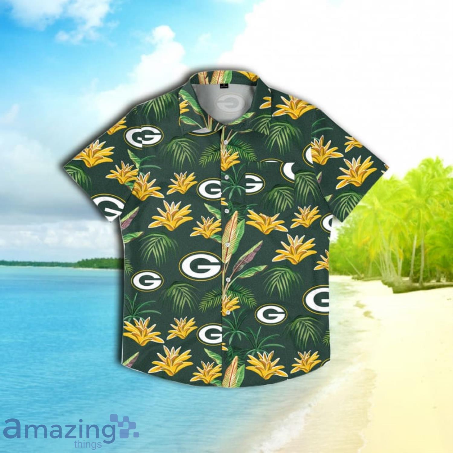 Green Bay Packers Men's Hawaiian Outfit Button Down Shirt Casual