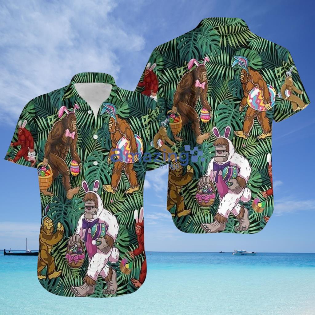 Green Bigfoot Happy Easter Day Hawaiian Shirt - Green Bigfoot Happy Easter Day Hawaiian Shirt
