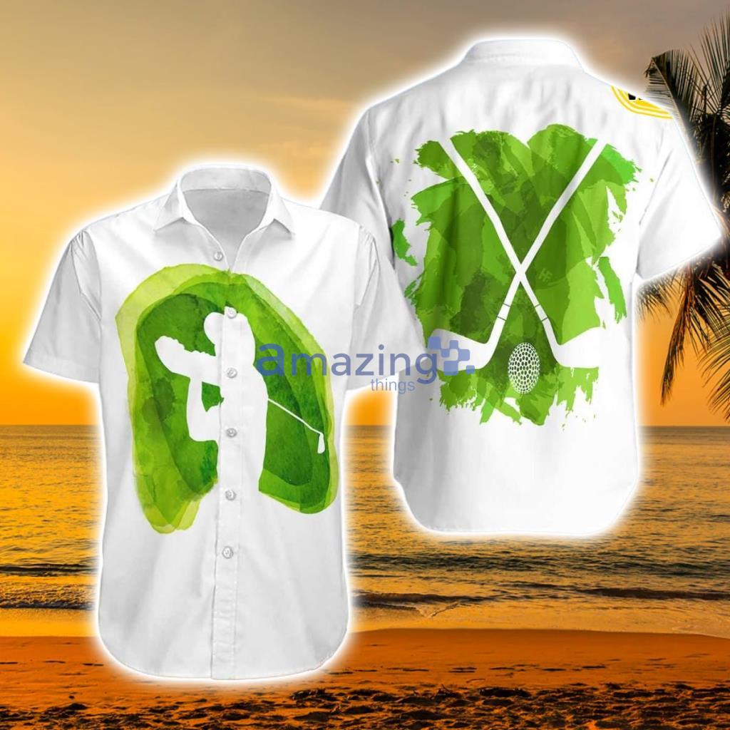 Green Watercolor Golf Silhouettes Hawaiian Shirt - Green Watercolor Golf Silhouettes Hawaiian Shirt.jpg