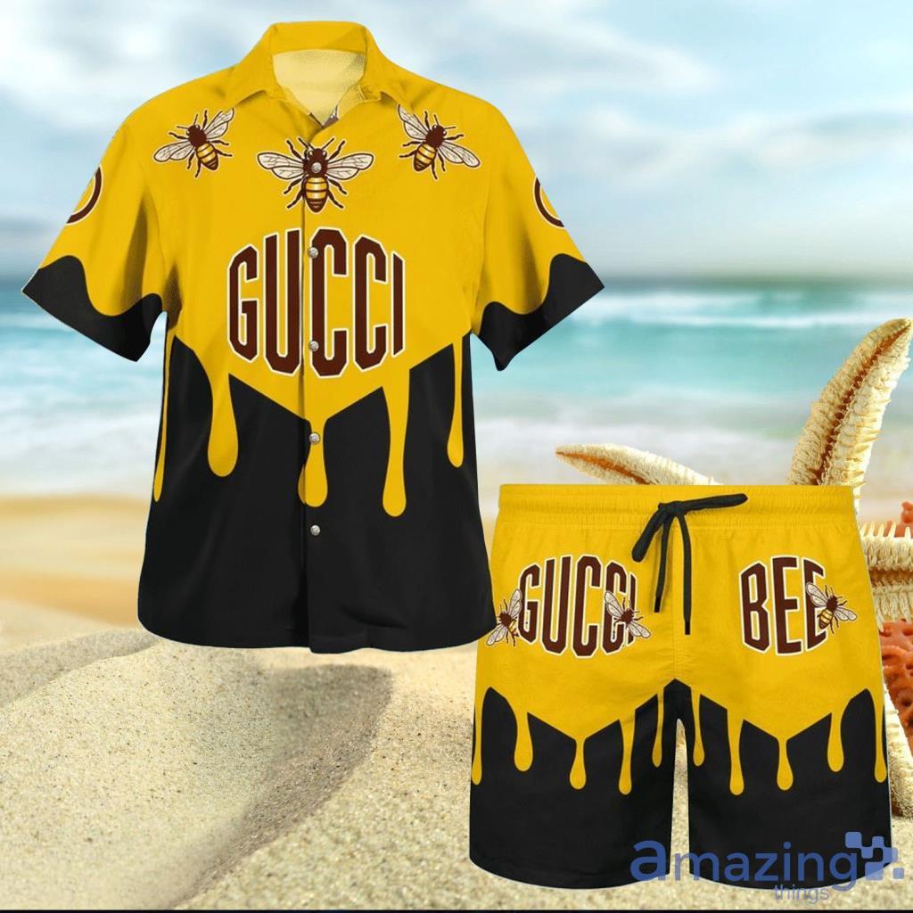 Gucci Bee Yellow Hawaiian Shirt And Short