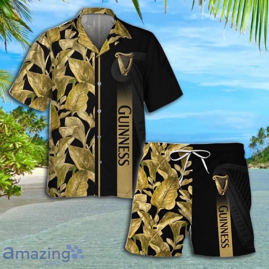 Guinness Beer Tropical Leaf Short Sleeve Hawaiian Shirt And Short Product Photo 1