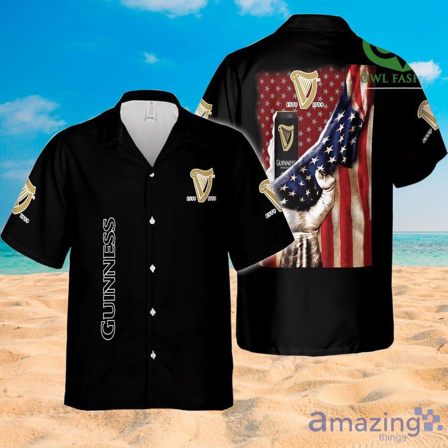 Guinness Holding American Flag Aloha Beach Hawaiian Shirt For Men And Women Product Photo 1