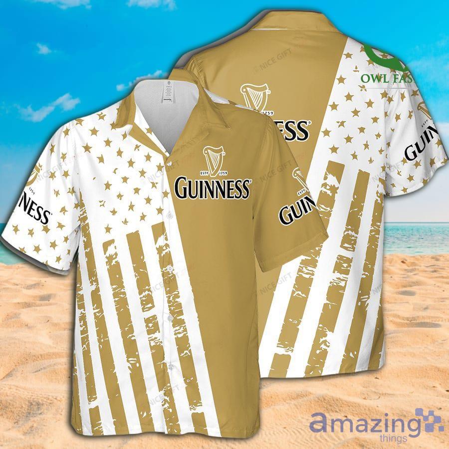 Guinness Macaroon Yellow American Flag Aloha Beach Hawaiian Shirt For Men And Women Product Photo 1