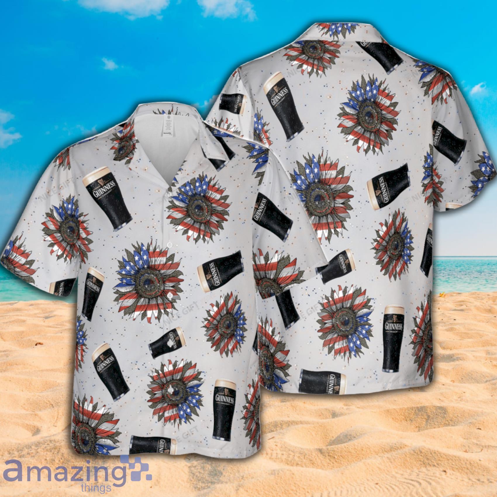 Guinness Sunflowered 4th Of July Short Sleeve Hawaiian Shirt Product Photo 1