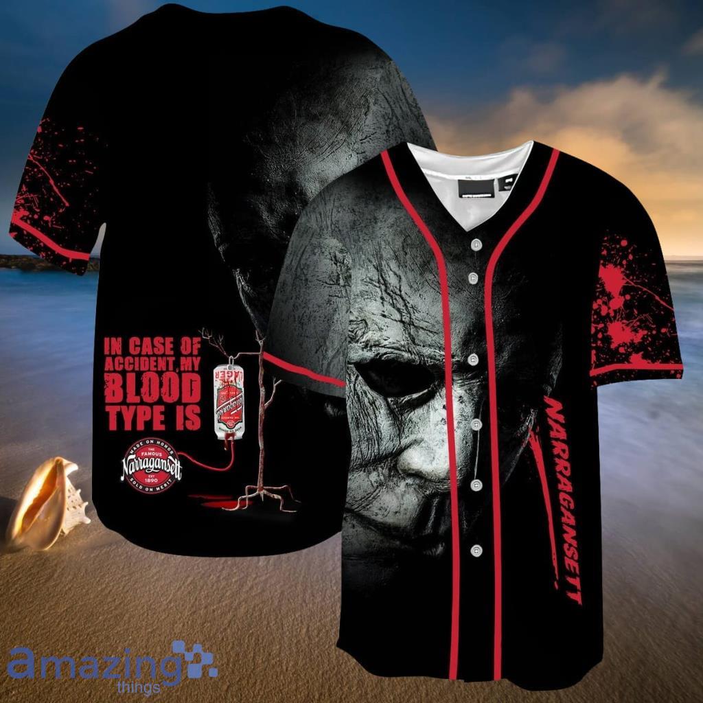 Halloween Horror Michael Myers Narragansett Beer Baseball Jersey Shirt - Halloween Horror Michael Myers Narragansett Beer Baseball Jersey Shirt